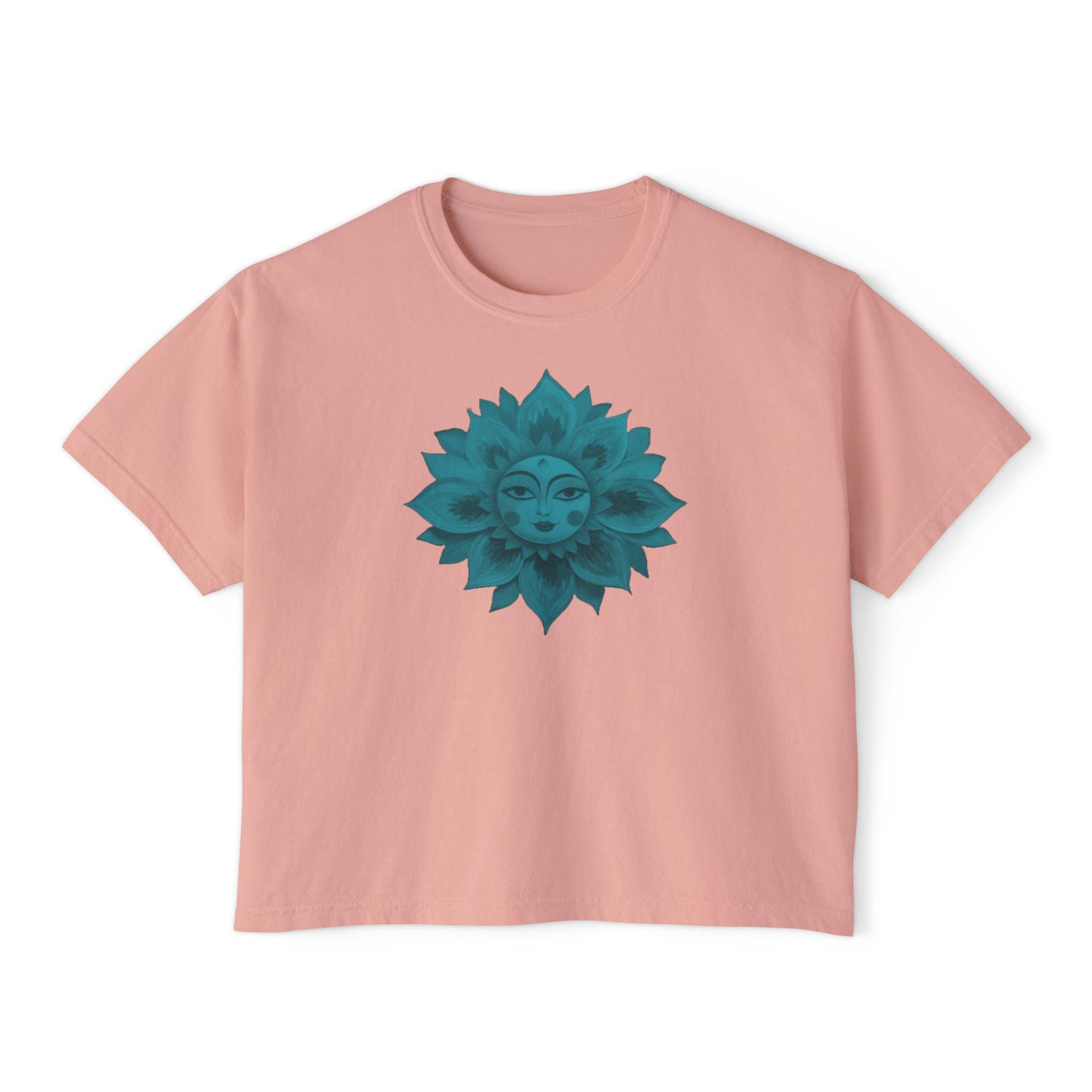 Bohemian Women's Boxy Tee with Floral Design, Casual Graphic T-Shirt, Summer Top, Gift for Her, Eco-Friendly Fashion