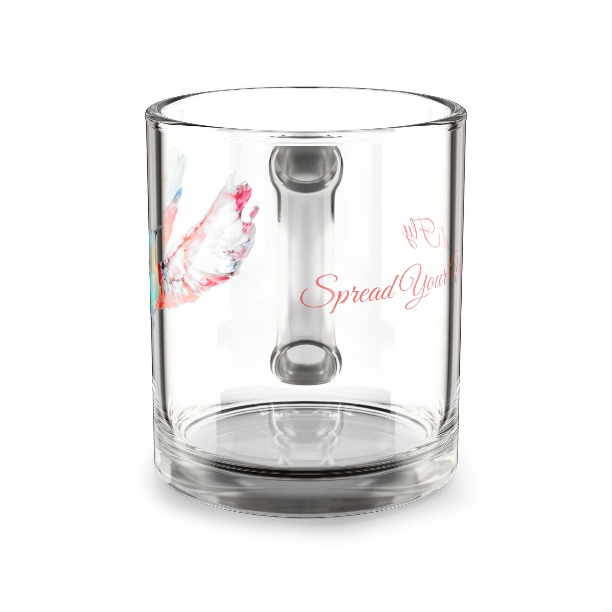 Colorful Hummingbird Glass Mug - Spread Your Wings, Inspirational Gift for Coffee Lovers, Perfect for Birthdays, Everyday Use