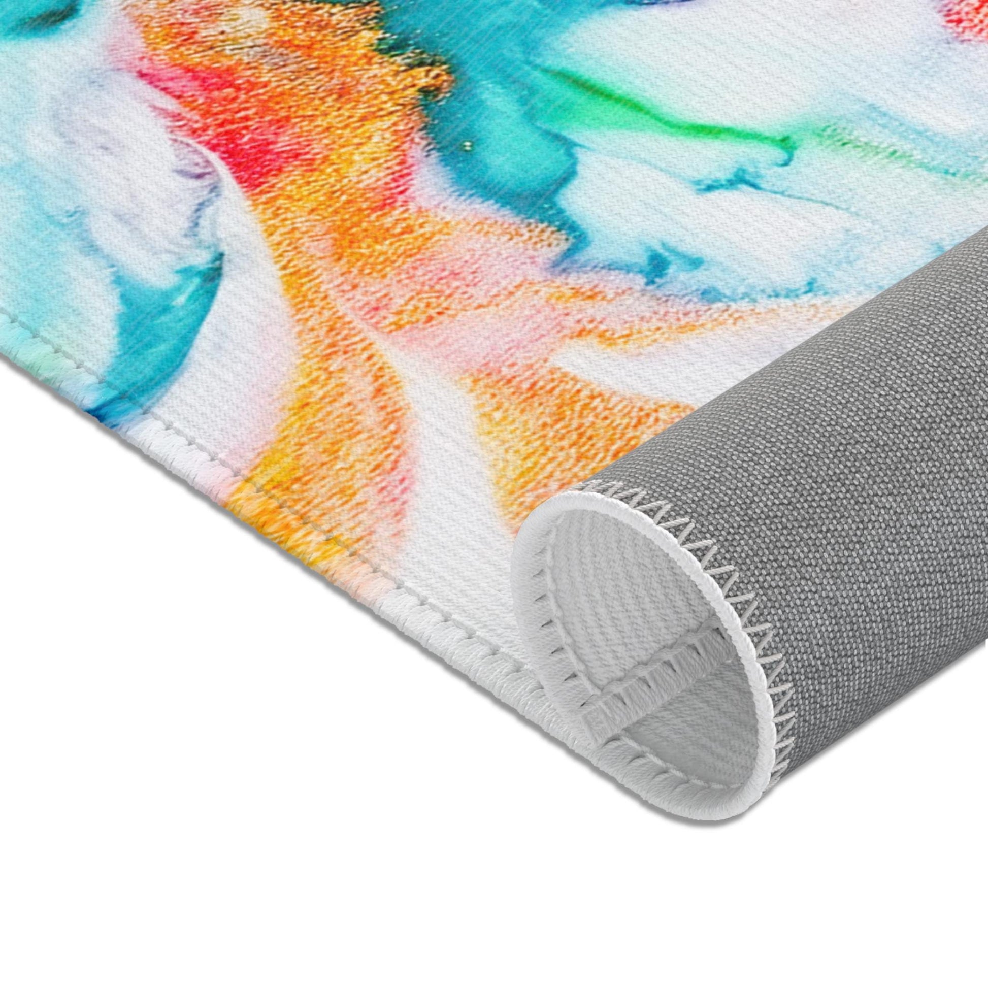 Colorful Halo Butterfly Area Rug, Artistic Home Decor, Living Room Accent, Bohemian Style Mat, Gift for Nature Lovers