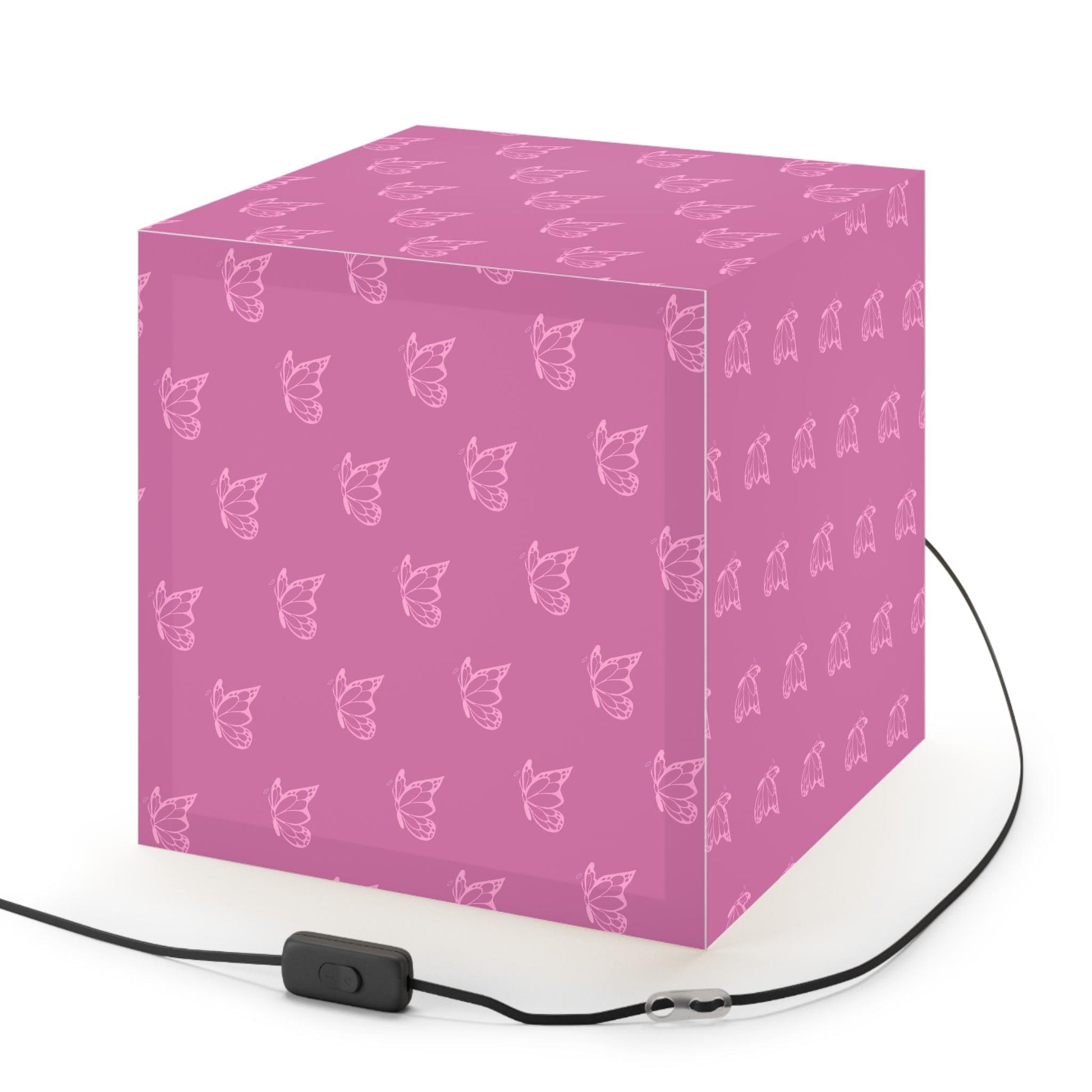 Pink Halo Butterfly Light Cube Lamp, Home Decor, Unique Gift, Ceiling Lighting, Modern Design, Bedroom Accent Light