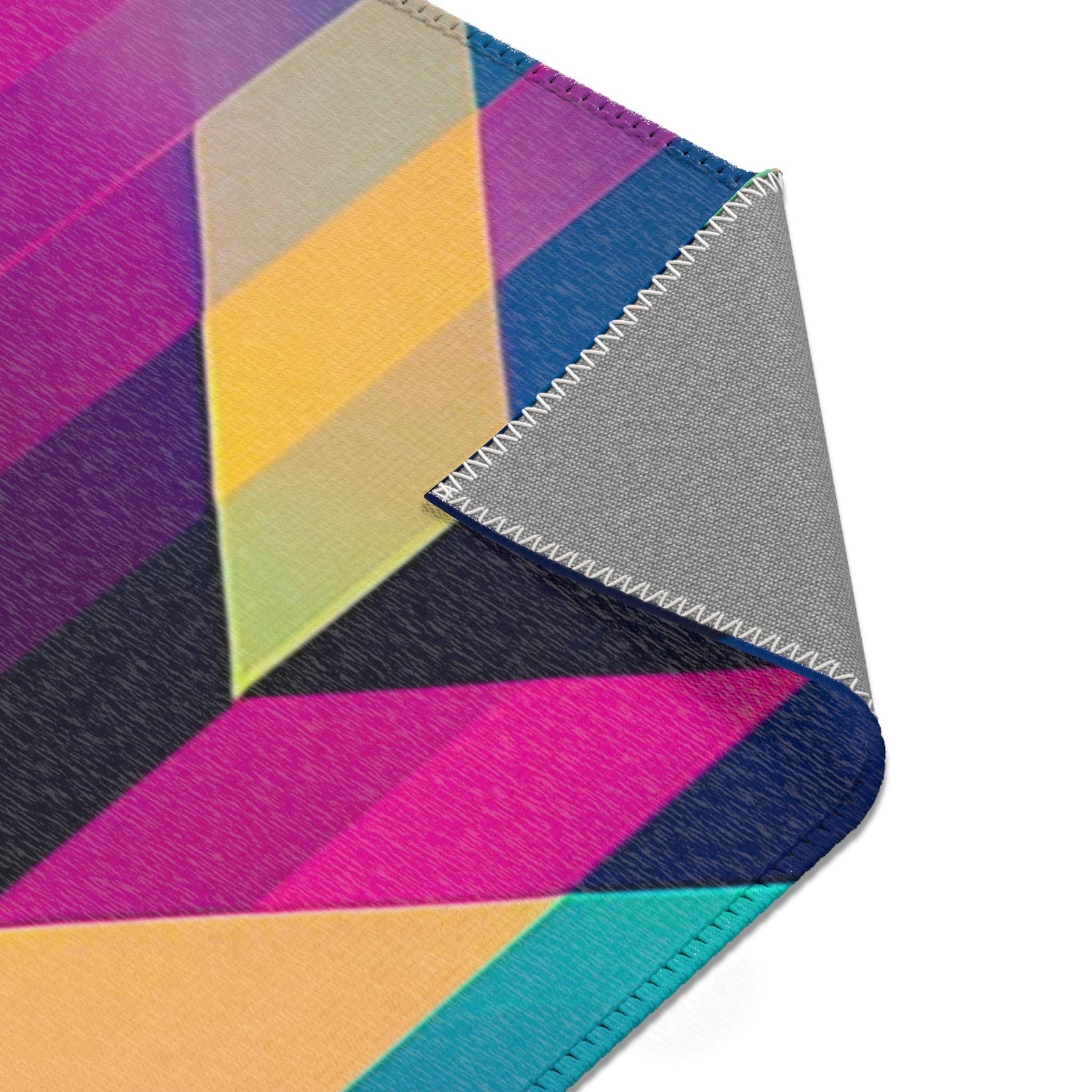 Brightly Colored Bohemian Geometric Area Rug, Modern Home Decor, Chic Floor Mat, Contemporary Room Accent, Unique Textile Art
