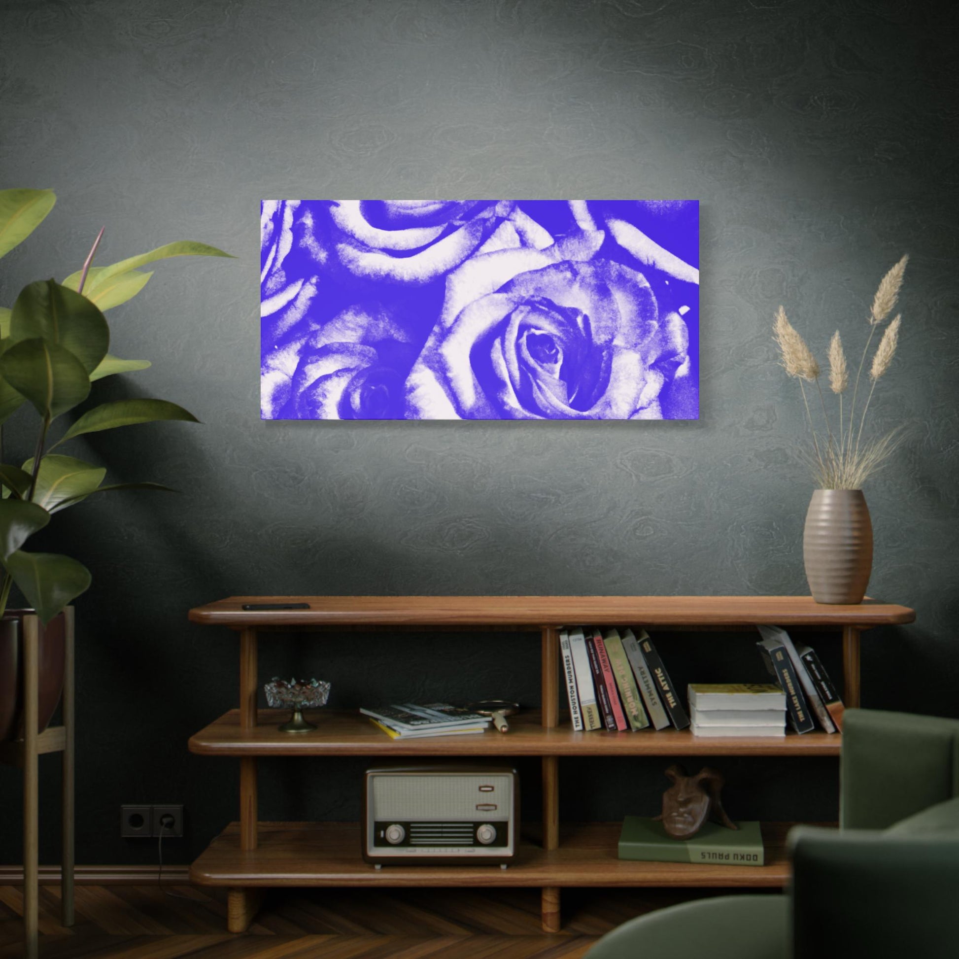 Blue Floral Canvas Art Print, Blue Rose Wall Decor, Home Decor, Gift for Her, Modern Art, Flowers for Living Room, Unique Artwork