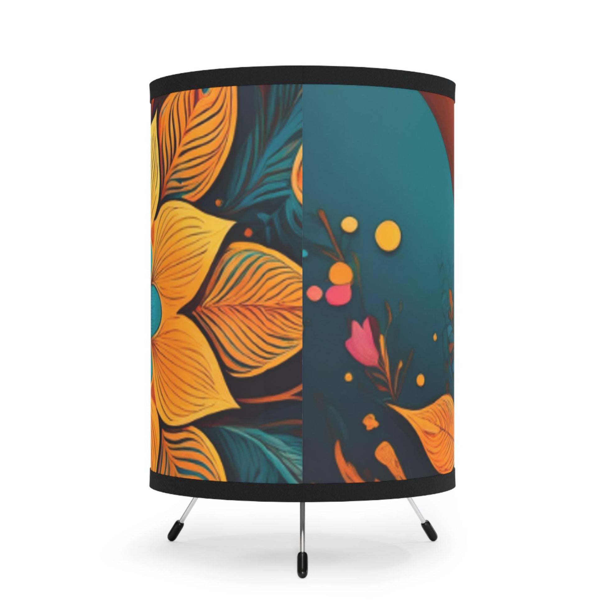 Bohemian Flower Tripod Lamp with High-Res Shade | Boho Home Decor, Unique Lighting, Halo Butterfly, Gift for Her, Artistic Interior