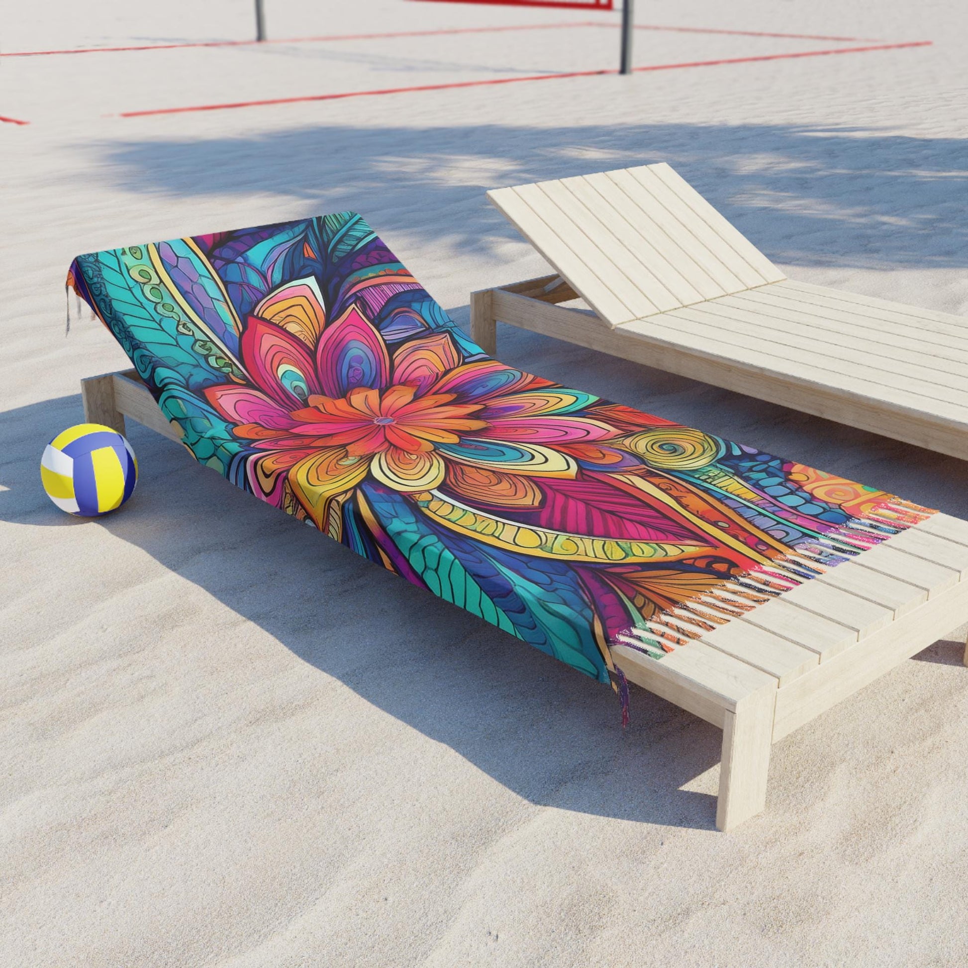 Boho Beach Towel - Vibrant Floral Design, Beach Day Essential, Vacation Ready, Summer Fun, Gift for Beach Lovers