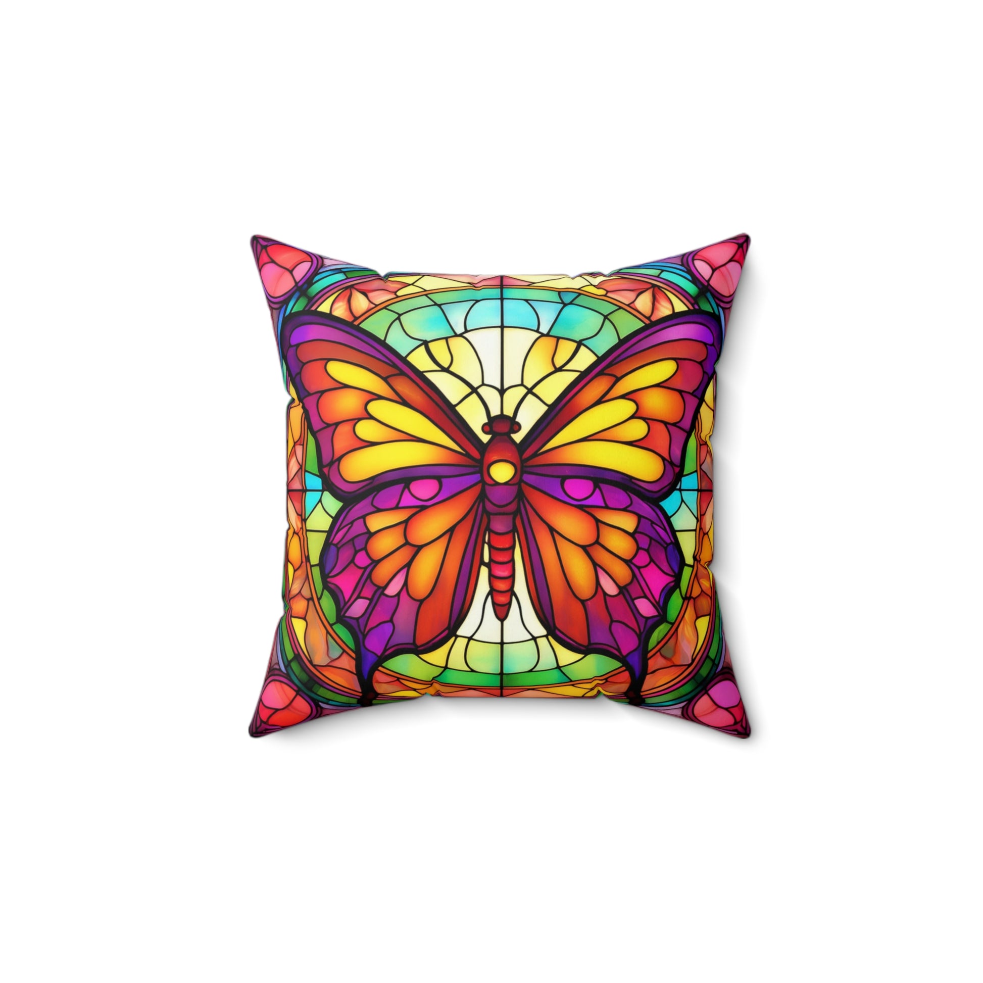 Colorful Butterfly Faux Suede Square Pillow, Bohemian Home Decor, Gifts for Nature Lovers, Unique Accent Pillow, Butterfly Lover Gift