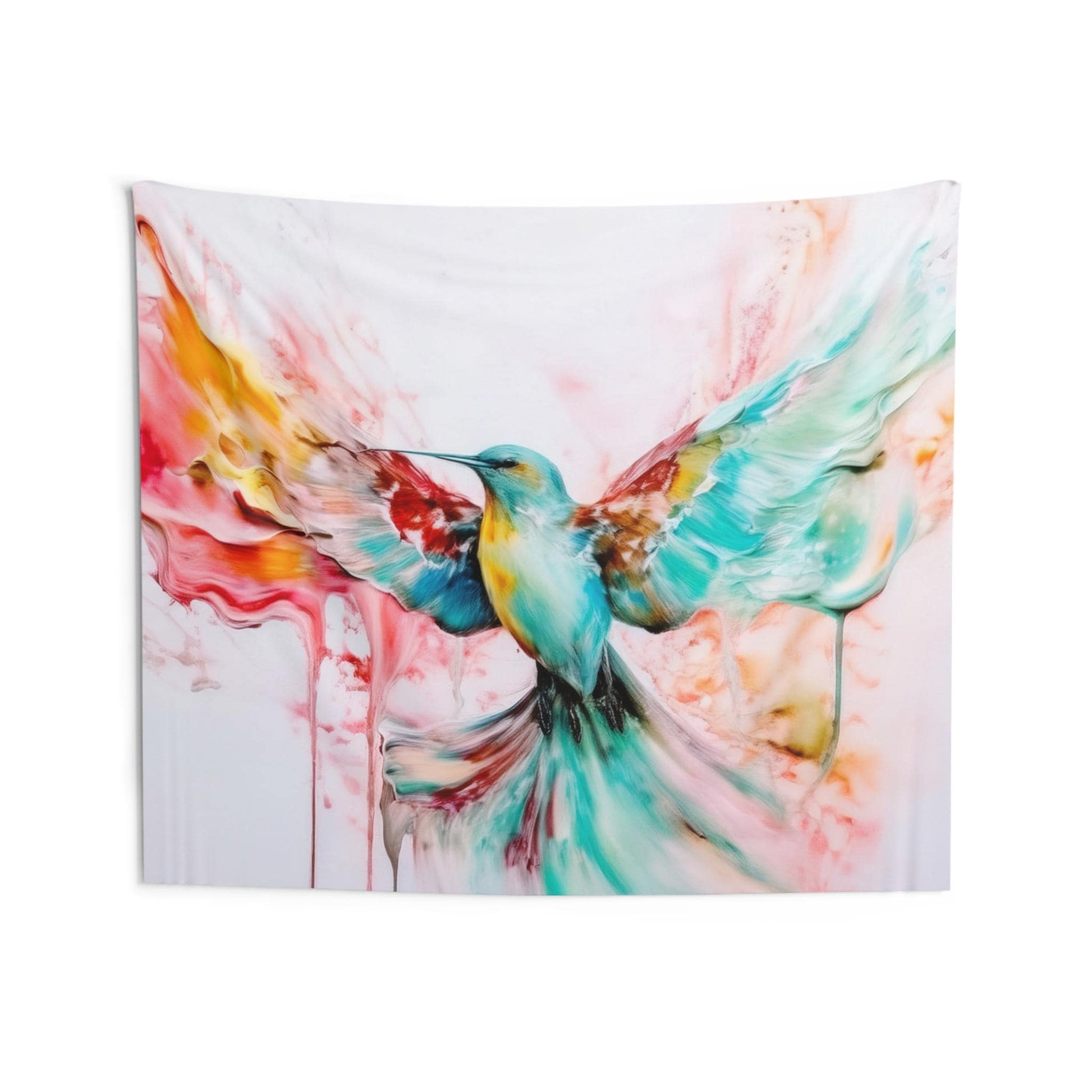 Colorful Hummingbird Wall Tapestry, Bohemian Home Decor, Vibrant Nature Art, Living Room Wall Hanging, Gift for Bird Lovers