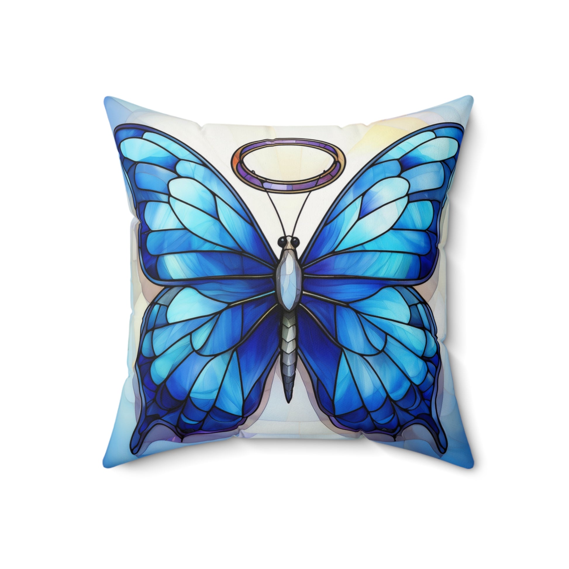 Blue Butterfly Faux Suede Square Pillow - Decorative Cushion, Cozy Home Accent, Gift for Nature Lovers, Butterfly Decor, Modern Sofa Pillow