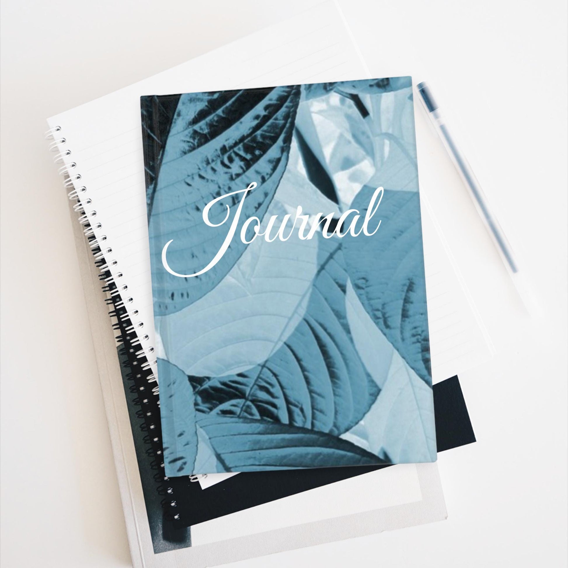Blue Leaf Pattern Journal, Tropical Notebook, Summer Stationery Gift, Eco-Friendly Writing Pad, Daily Planner, Nature-inspired Diary