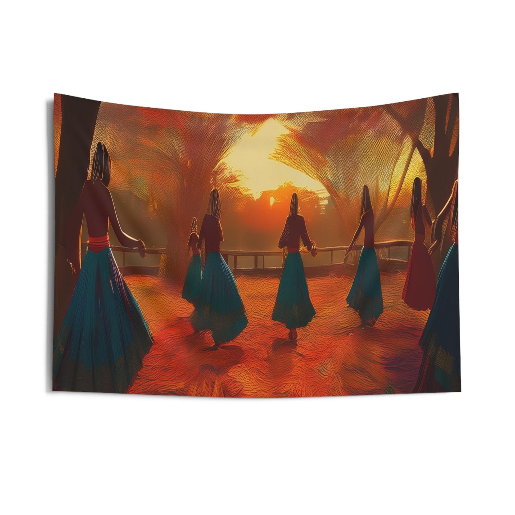Bohemian Sunset Dancers Wall Tapestry | Vibrant Home Decor for Living Rooms, Bedrooms, Yoga Studios, Gifts