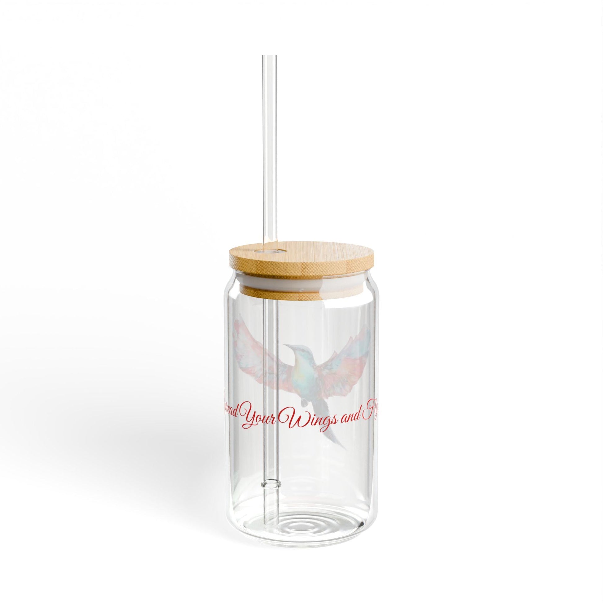 Colorful Bird Glass Sipper with Bamboo Lid, Perfect for Eco-Friendly Hydration, Gift for Bird Lovers, Beverage Jar, Summer Party Decor