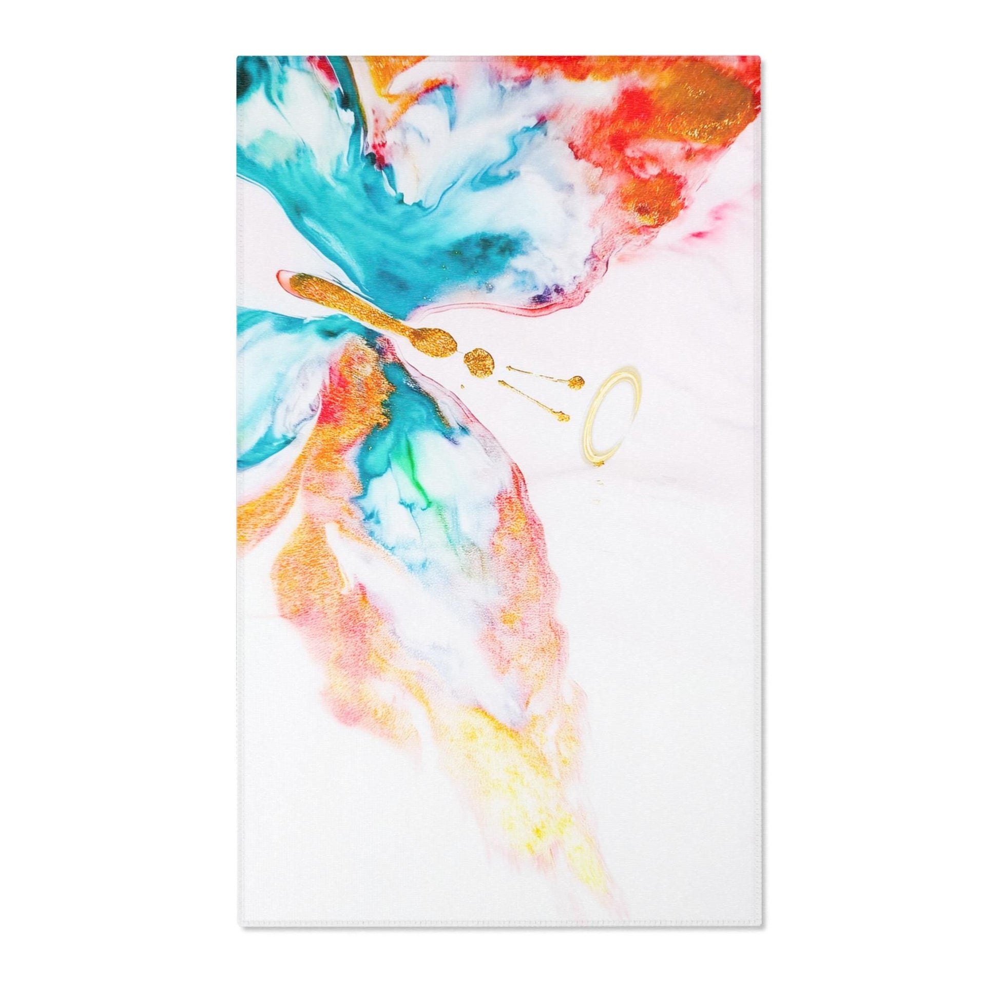 Colorful Halo Butterfly Area Rug, Artistic Home Decor, Living Room Accent, Bohemian Style Mat, Gift for Nature Lovers