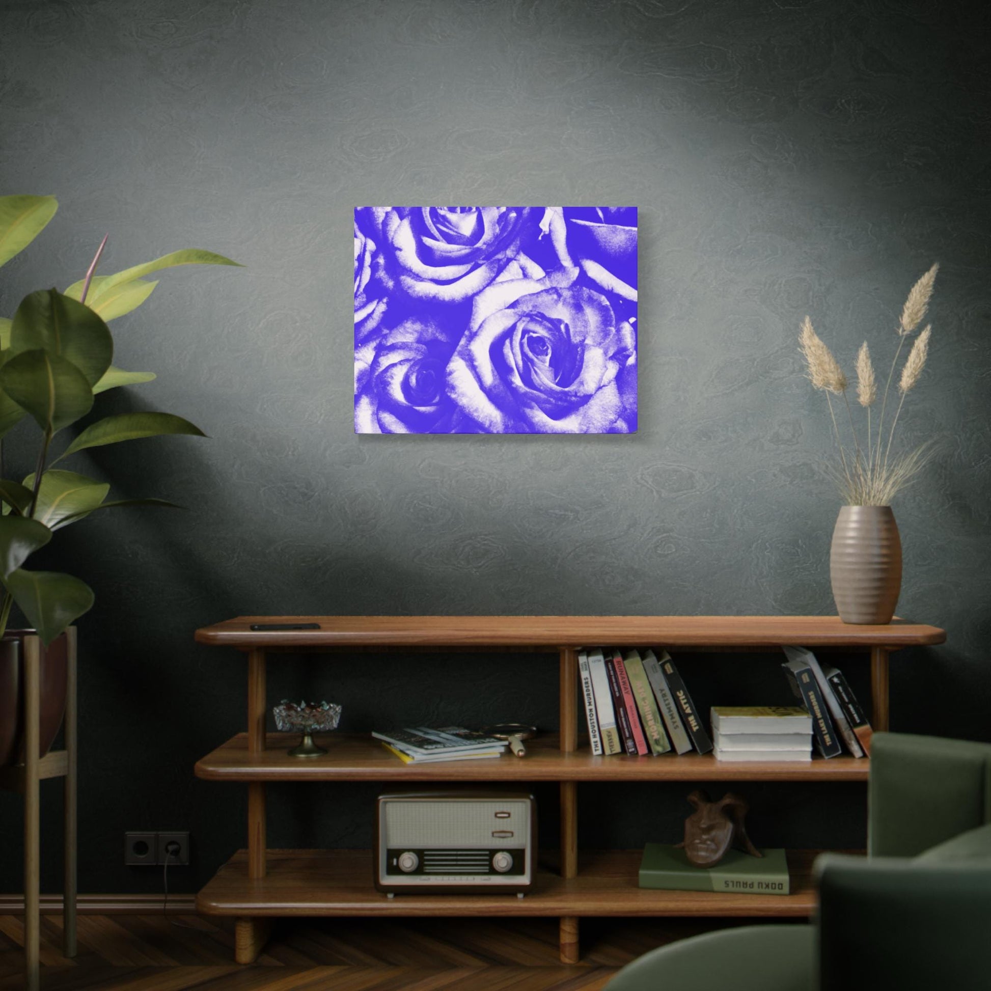 Blue Floral Canvas Art Print, Blue Rose Wall Decor, Home Decor, Gift for Her, Modern Art, Flowers for Living Room, Unique Artwork