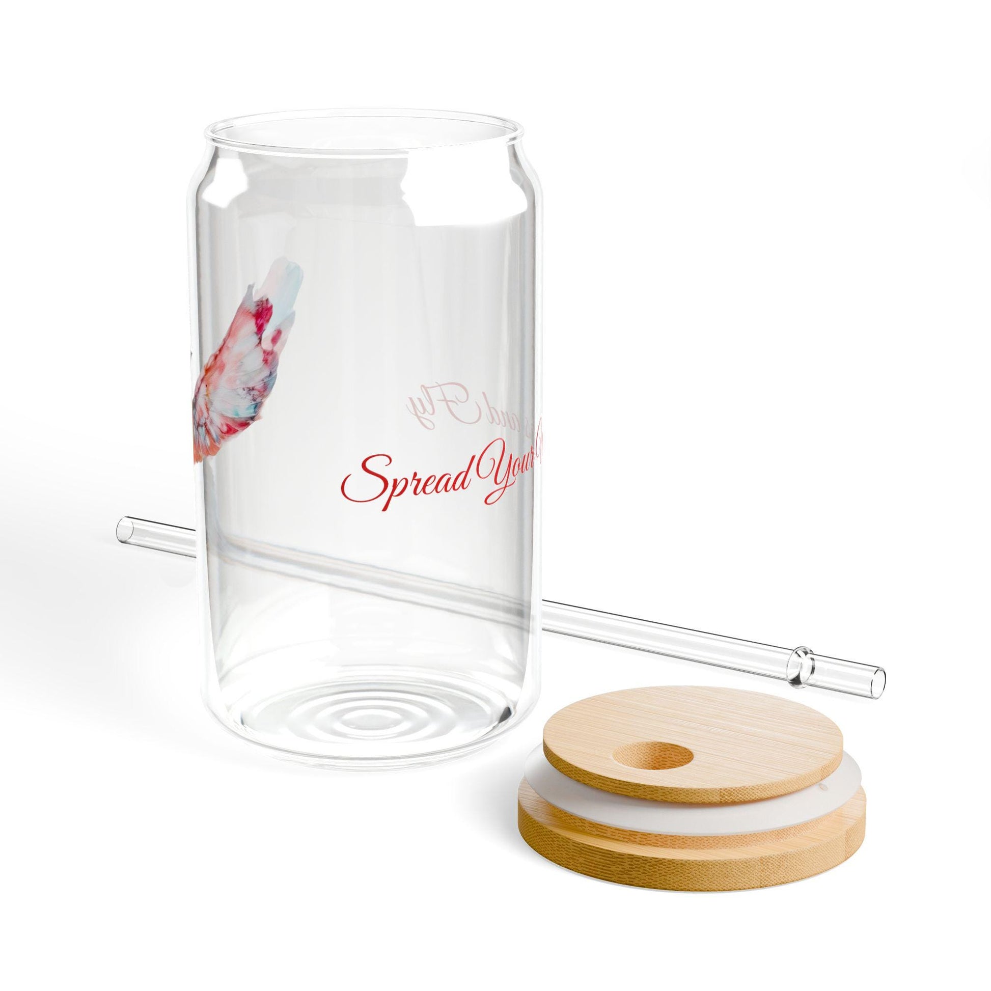 Colorful Bird Glass Sipper with Bamboo Lid, Perfect for Eco-Friendly Hydration, Gift for Bird Lovers, Beverage Jar, Summer Party Decor