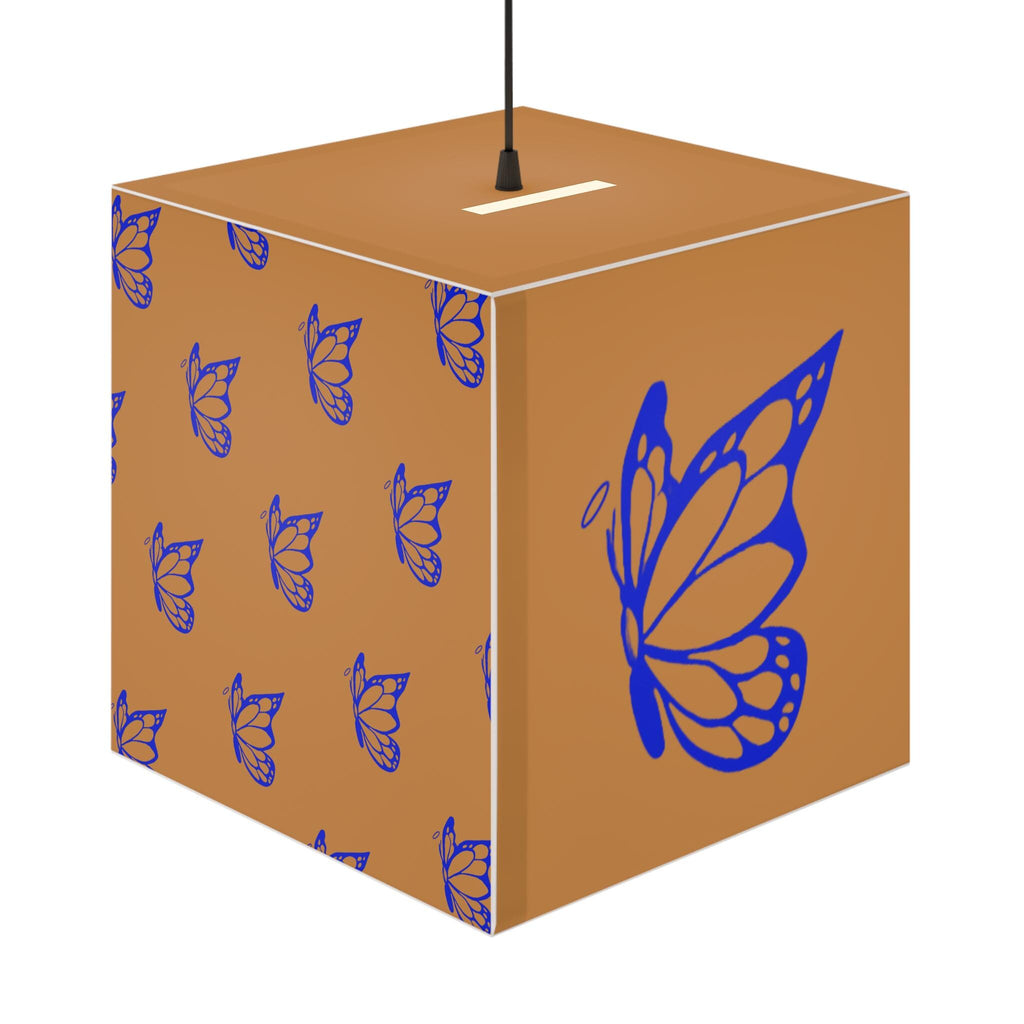 Blue Halo Butterfly Light Brown Cube Lamp, Home Decor, Night Light, Gift for Her, Modern Lighting