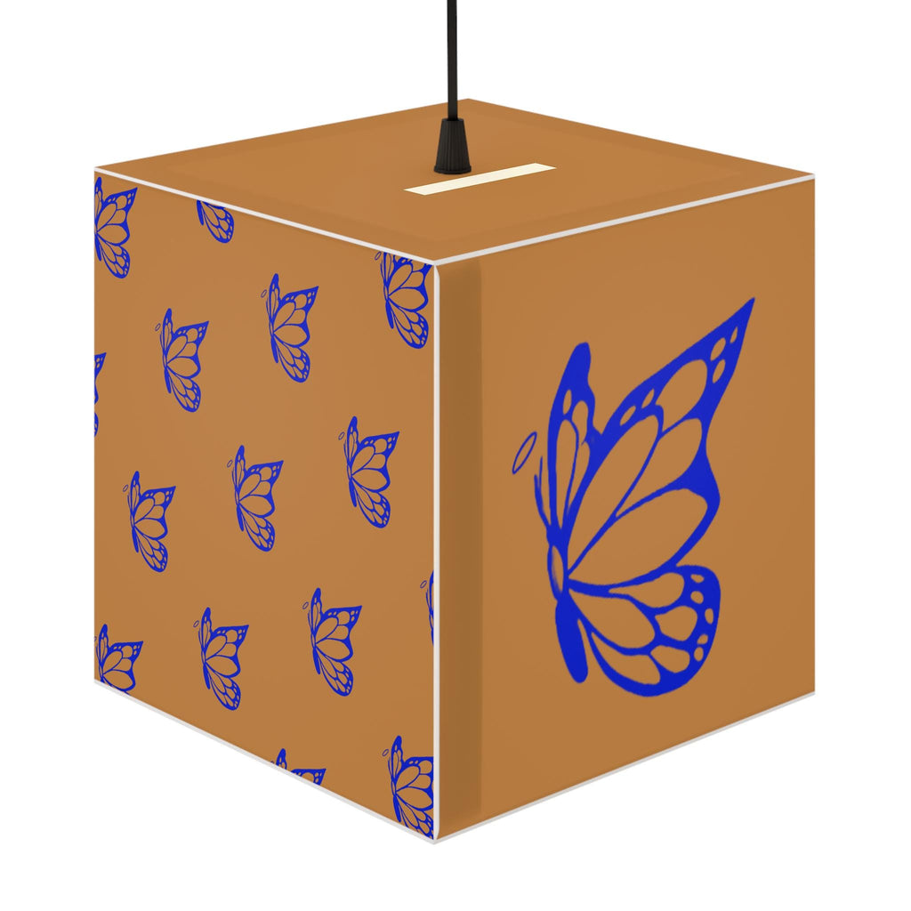 Blue Halo Butterfly Light Brown Cube Lamp, Home Decor, Night Light, Gift for Her, Modern Lighting