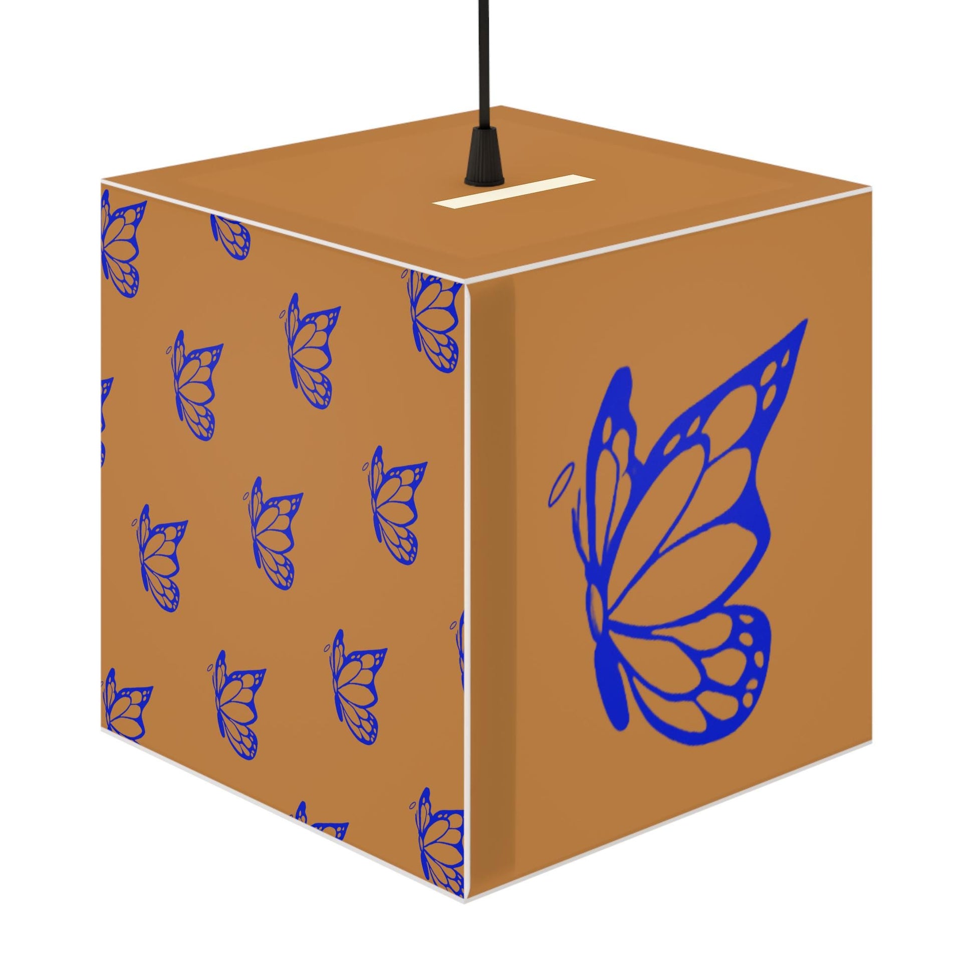 Blue Halo Butterfly Light Brown Cube Lamp, Home Decor, Night Light, Gift for Her, Modern Lighting