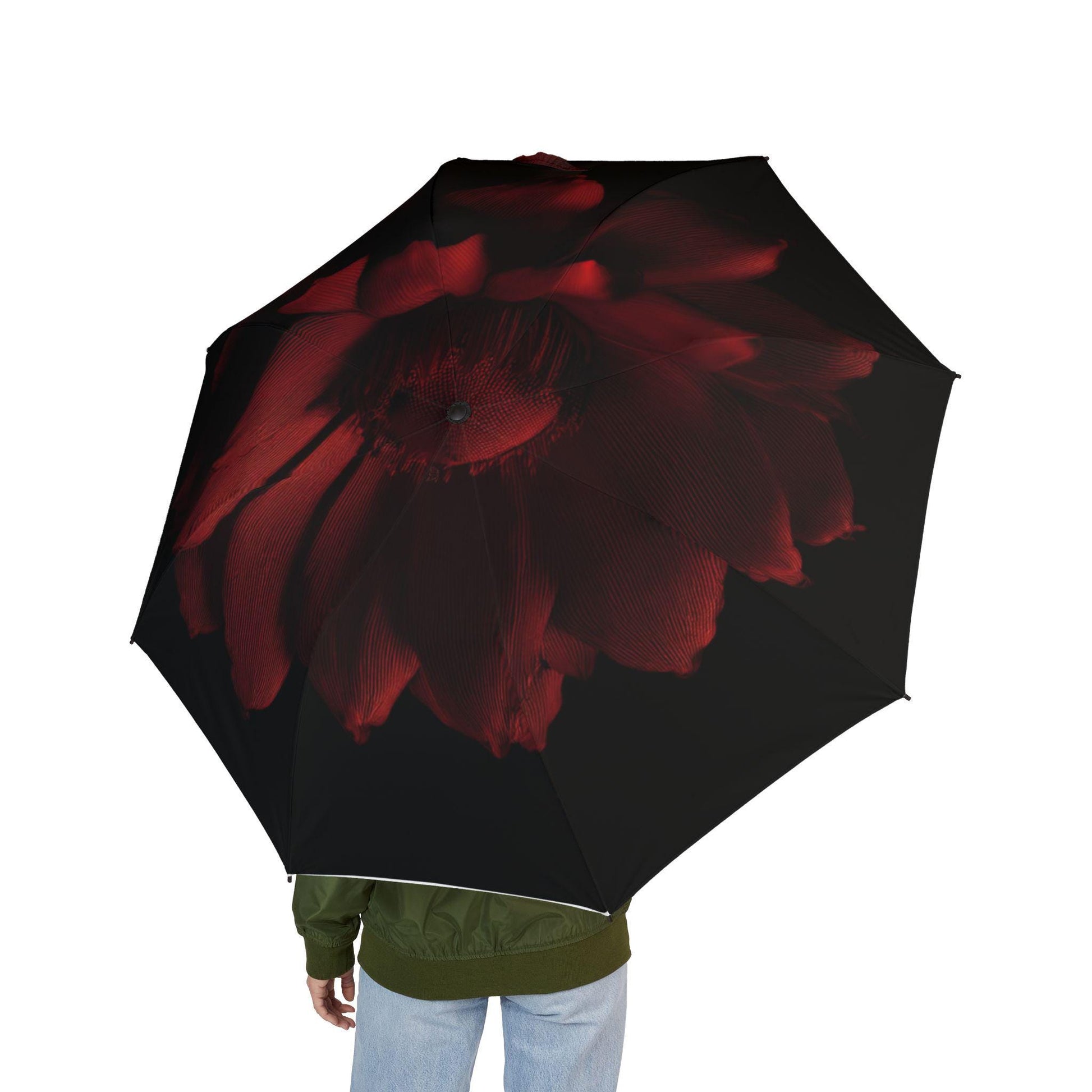 Burgundy Floral Umbrella - Stylish Rain Gear, Compact Travel Umbrella, Gift for Her, Halo Butterfly, Summer Festivals, Stylish Rain [...]
