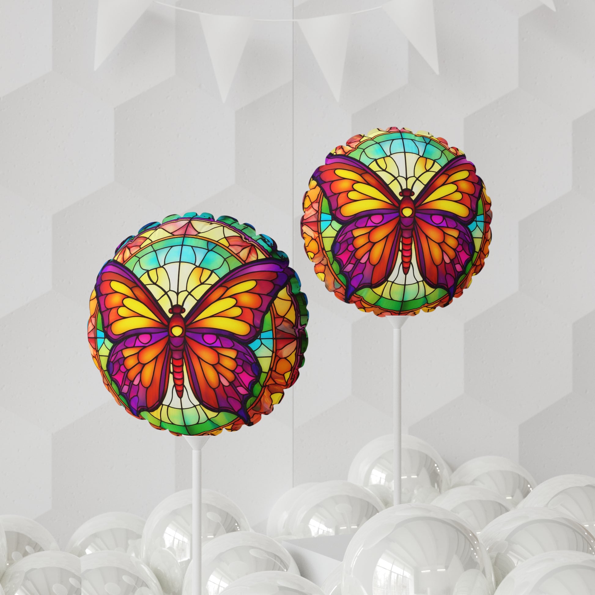 Colorful Butterfly Heart-Shaped Balloons, Party Decor, Birthday Celebration, Floral Theme, Event Decorations, Kids' Birthday Parties