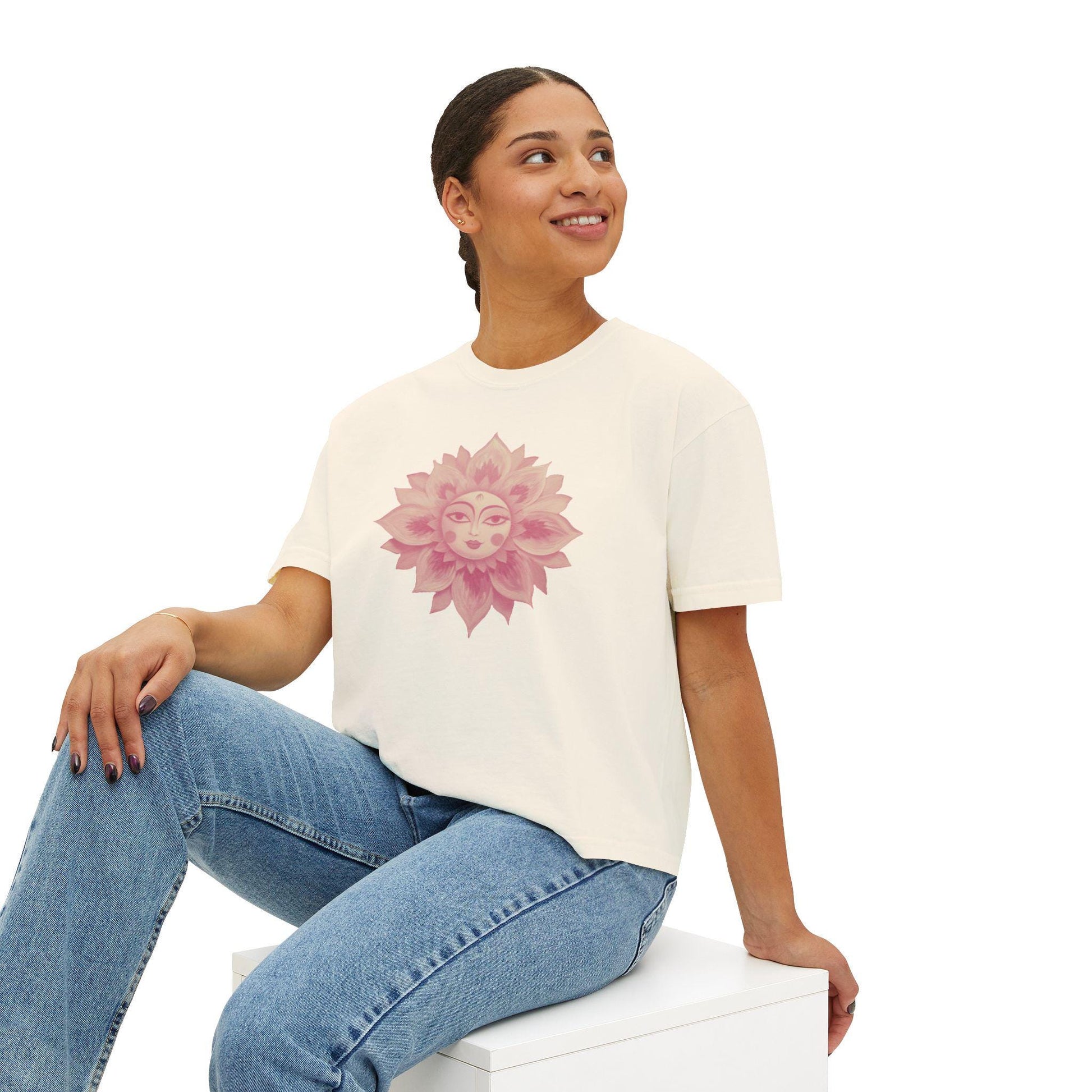 Bohemian Women's Boxy Tee, Cozy Summer Top, Spiritual Apparel, Casual Daily Wear, Festival Vibes, Art Tee