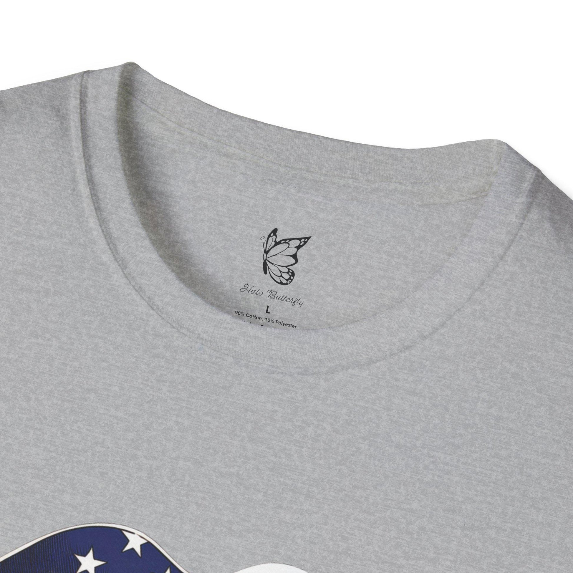 Patriotic U.S.A. Lip Home Sweet Home - Unisex Softstyle T-Shirt, USA Pride Shirt, Made in America Tee, Halo Butterfly,  Independence Vintage