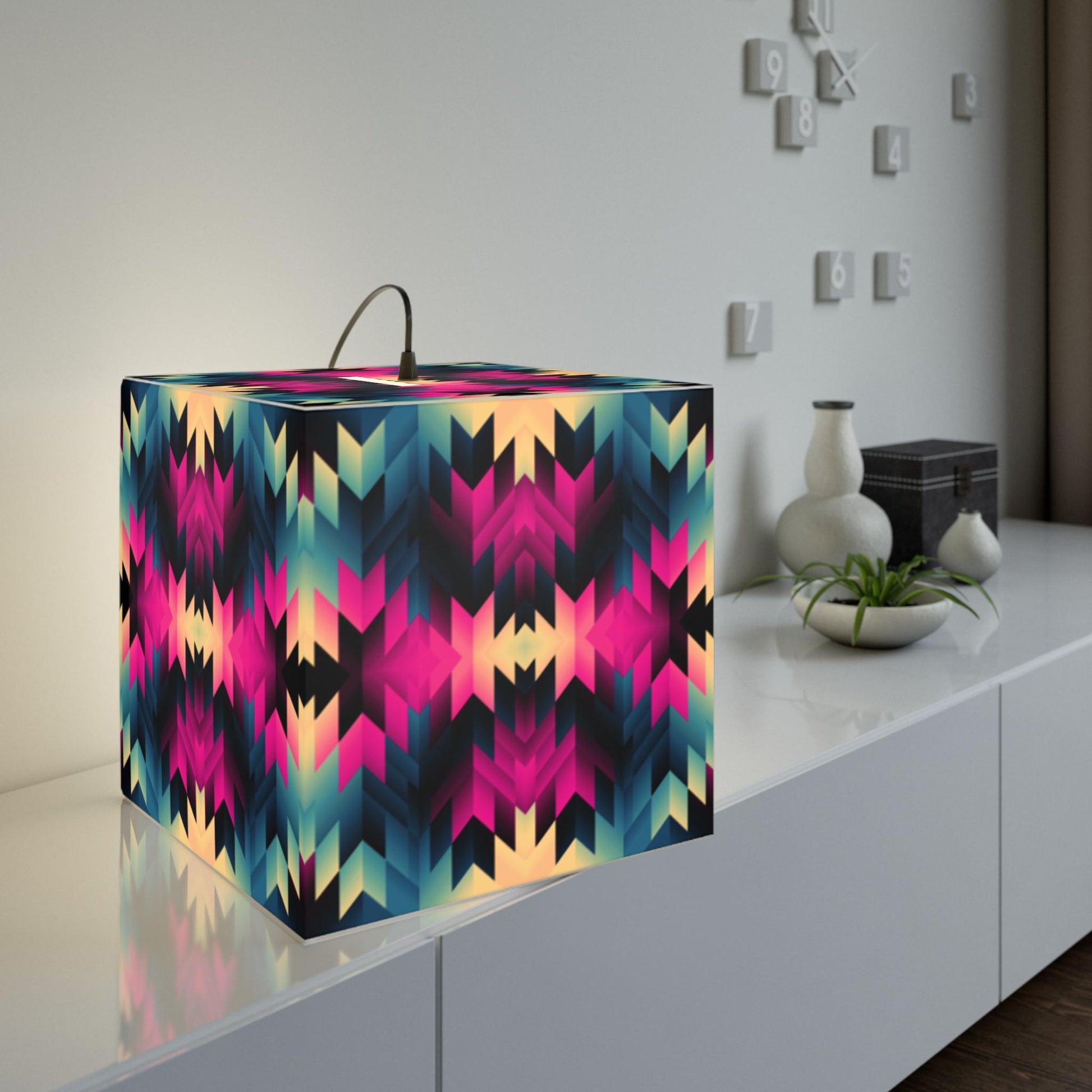 Colorful Geometric Light Cube Lamp - Boho Decor, Modern Home Lighting, Unique Gift, Bohemian Table Lamp, Room Aesthetic