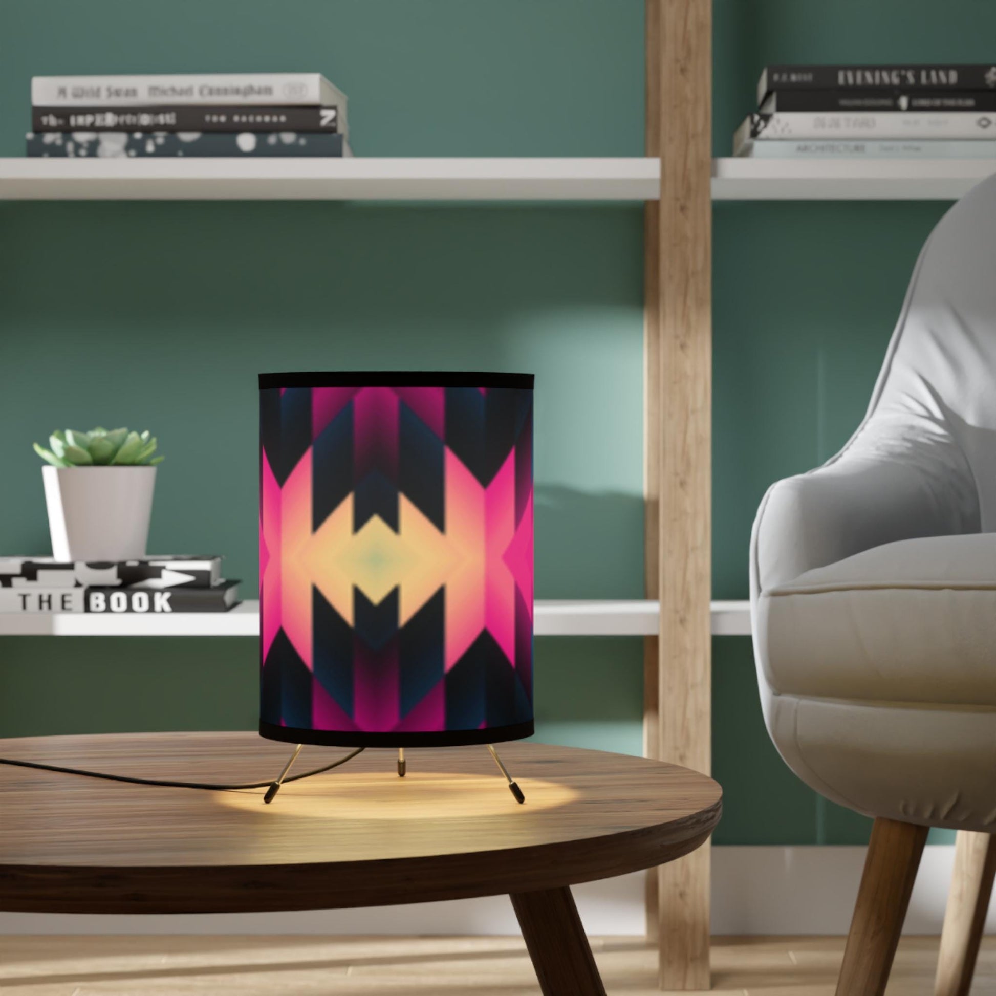 Colorful Bohemian Tripod Lamp - Modern Accent Lighting, Home Decor, Unique Gift, Geometric Design, Contemporary Style