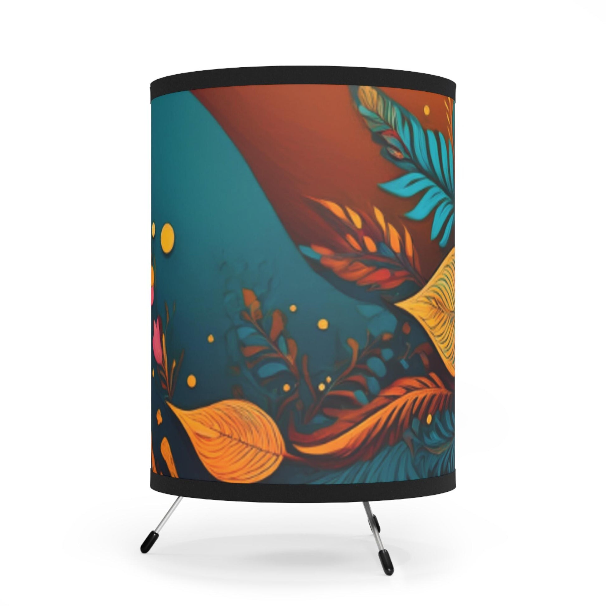 Bohemian Flower Tripod Lamp with High-Res Shade | Boho Home Decor, Unique Lighting, Halo Butterfly, Gift for Her, Artistic Interior