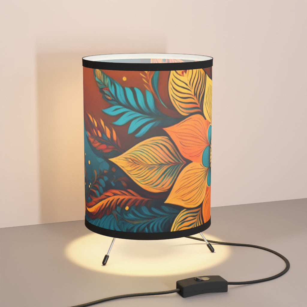 Bohemian Flower Tripod Lamp with High-Res Shade | Boho Home Decor, Unique Lighting, Halo Butterfly, Gift for Her, Artistic Interior