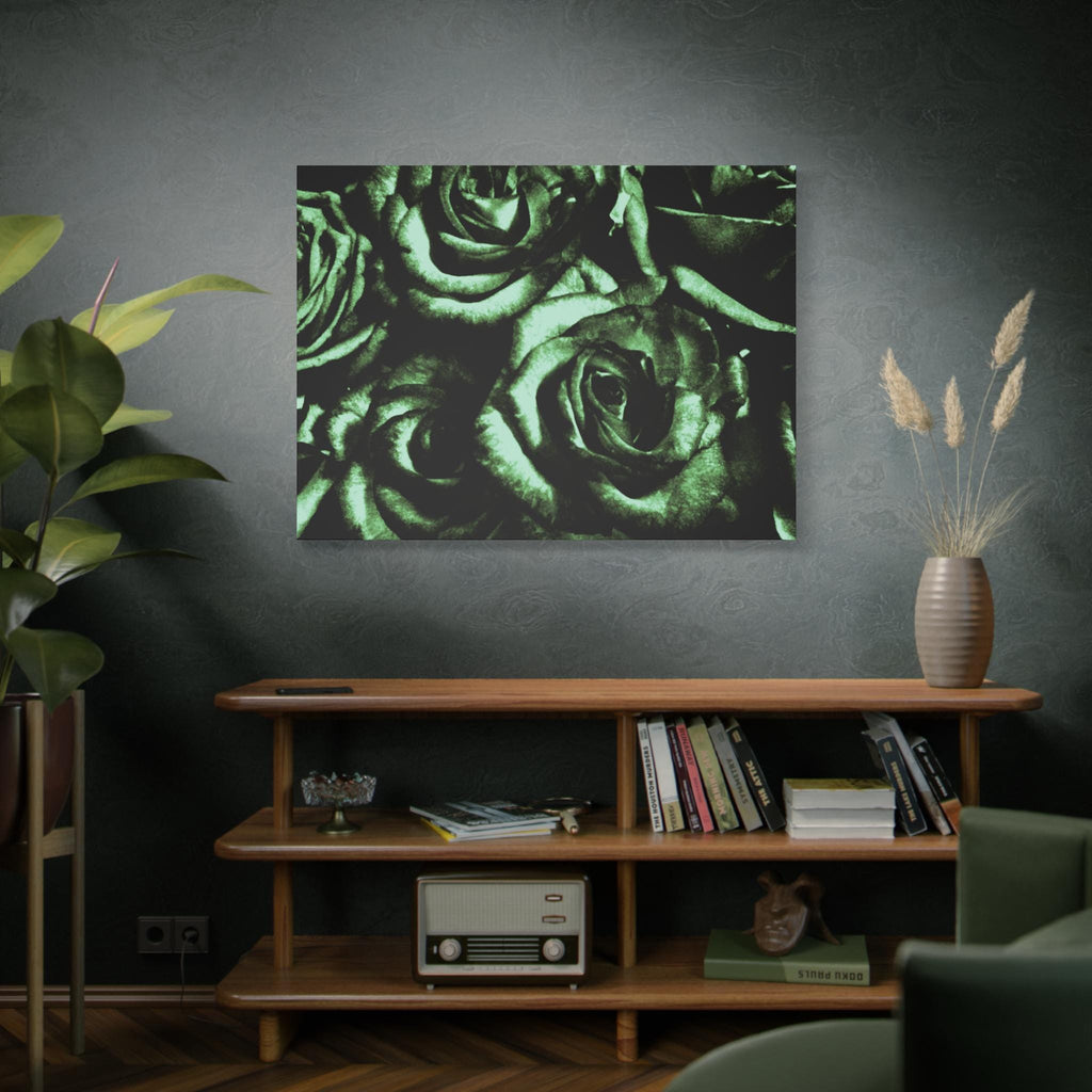 Black and Green Rose Canvas Wall Art, Floral Home Decor, Modern Art Print, Stylish Room Accent, Birthday Gift, Wall Decor