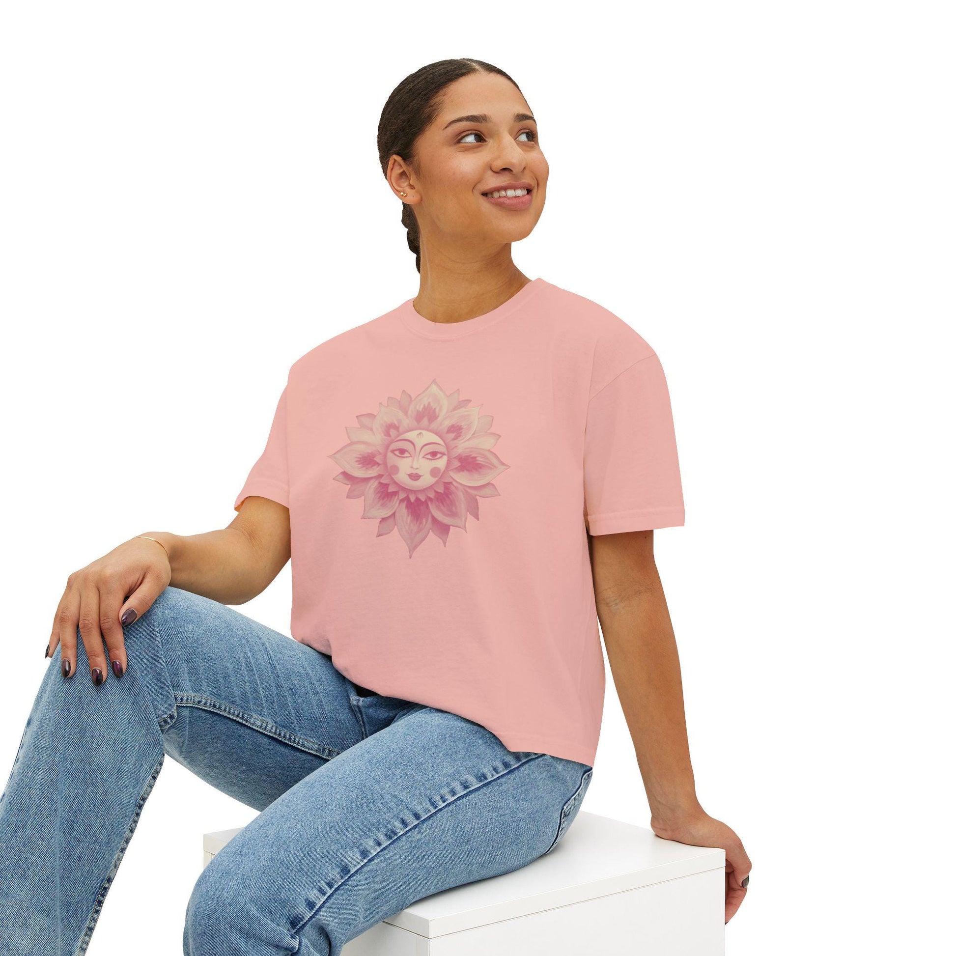 Bohemian Women's Boxy Tee, Cozy Summer Top, Spiritual Apparel, Casual Daily Wear, Festival Vibes, Art Tee