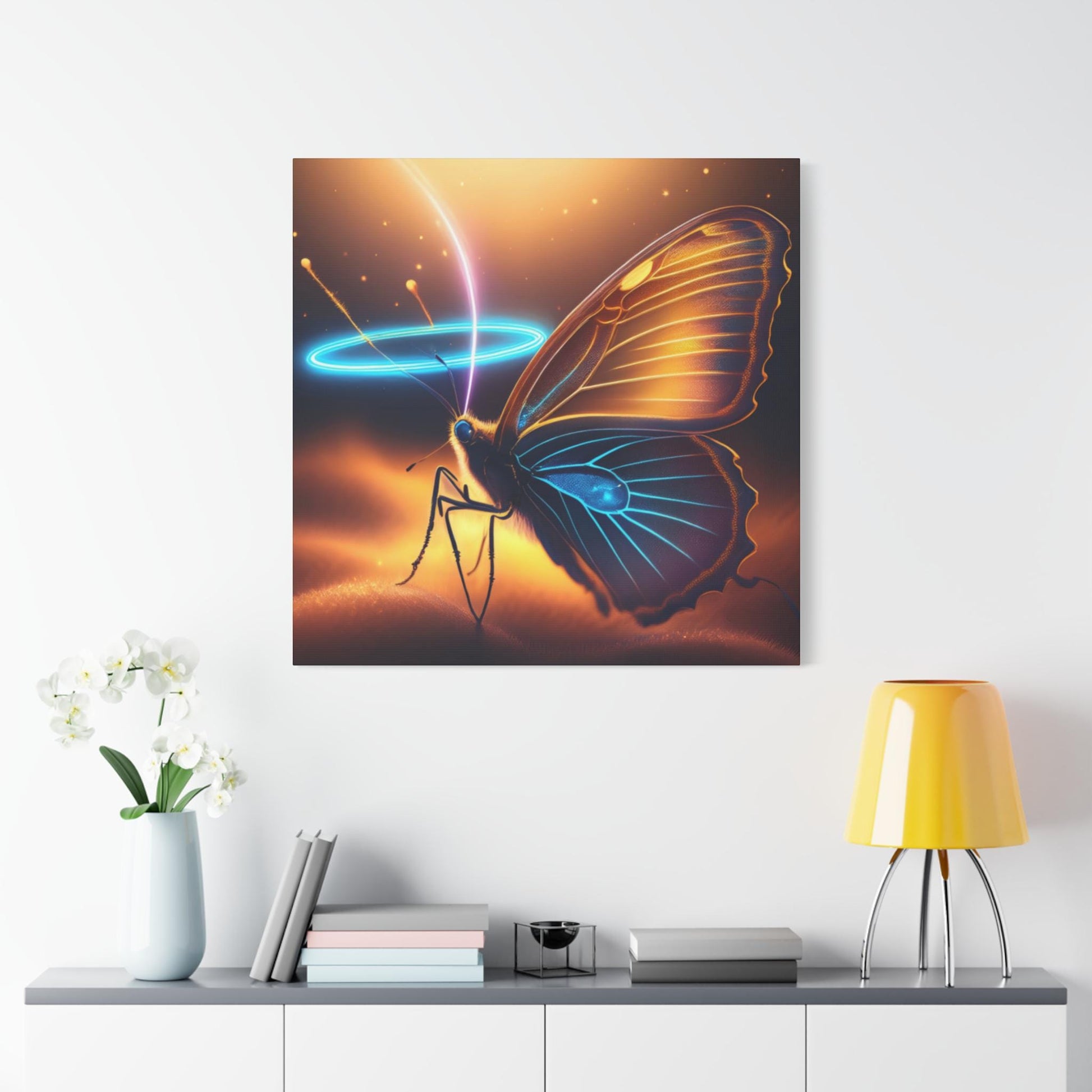 Halo Butterfly Wall Art Canvas Print, Uplifting Home Decor for Nature Lovers, Great for Birthdays, Anniversaries, or As a Gift