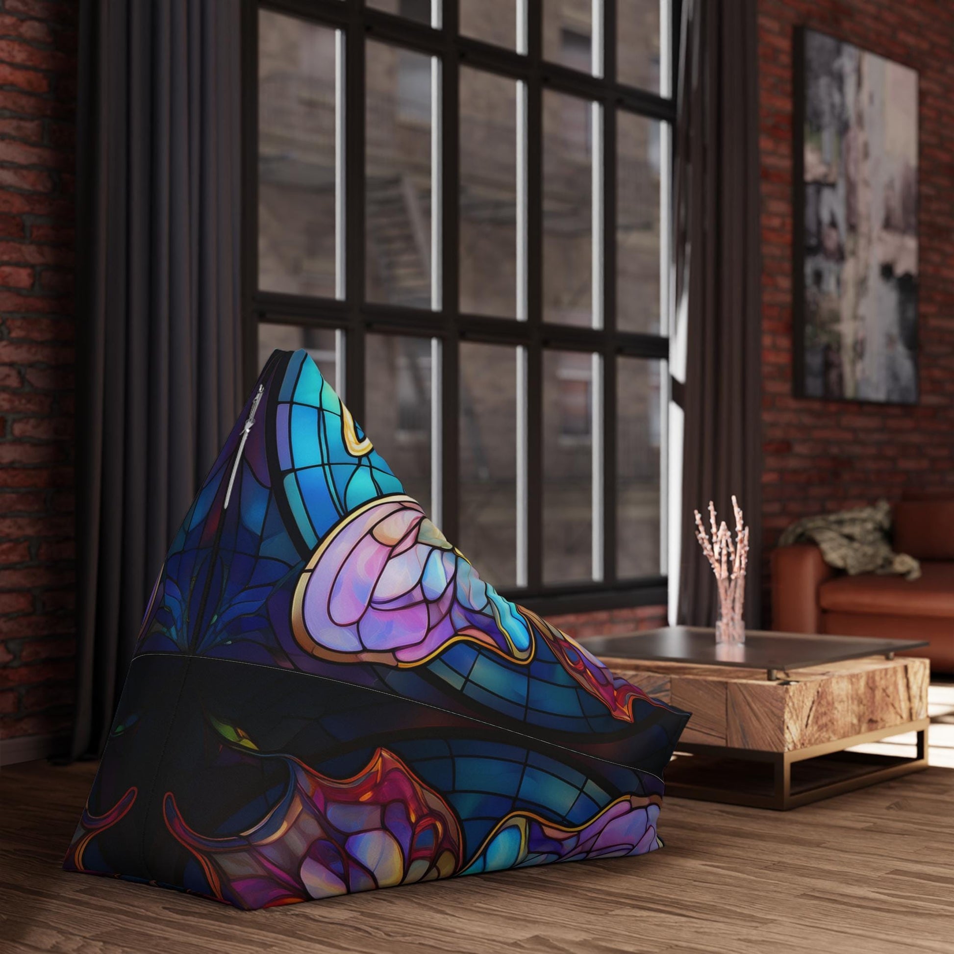 Colorful Halo Butterfly Bean Bag Chair Cover, Cozy Home Decor, Fun Seating for Lounging, Unique Gift Idea, Playroom Furniture