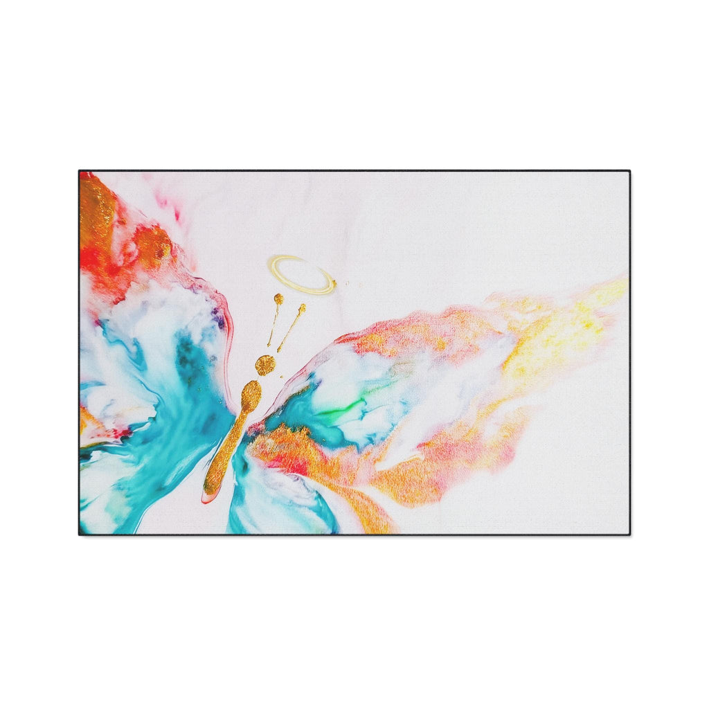 Artistic Halo Butterfly Floor Mat, Colorful Home Decor, Elegant Outdoor Mat, Entryway Rug, Gift for Nature Lovers