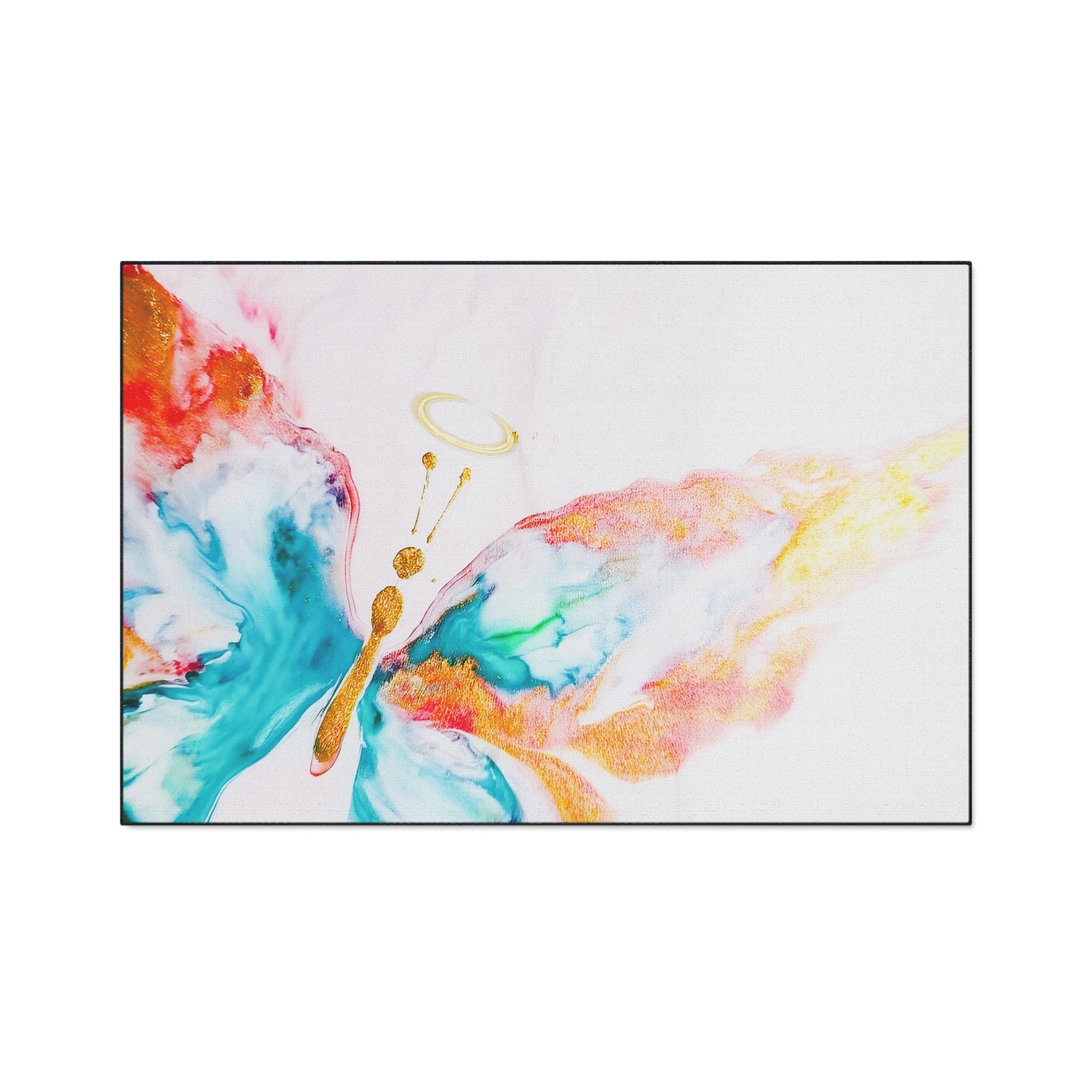 Artistic Halo Butterfly Floor Mat, Colorful Home Decor, Elegant Outdoor Mat, Entryway Rug, Gift for Nature Lovers