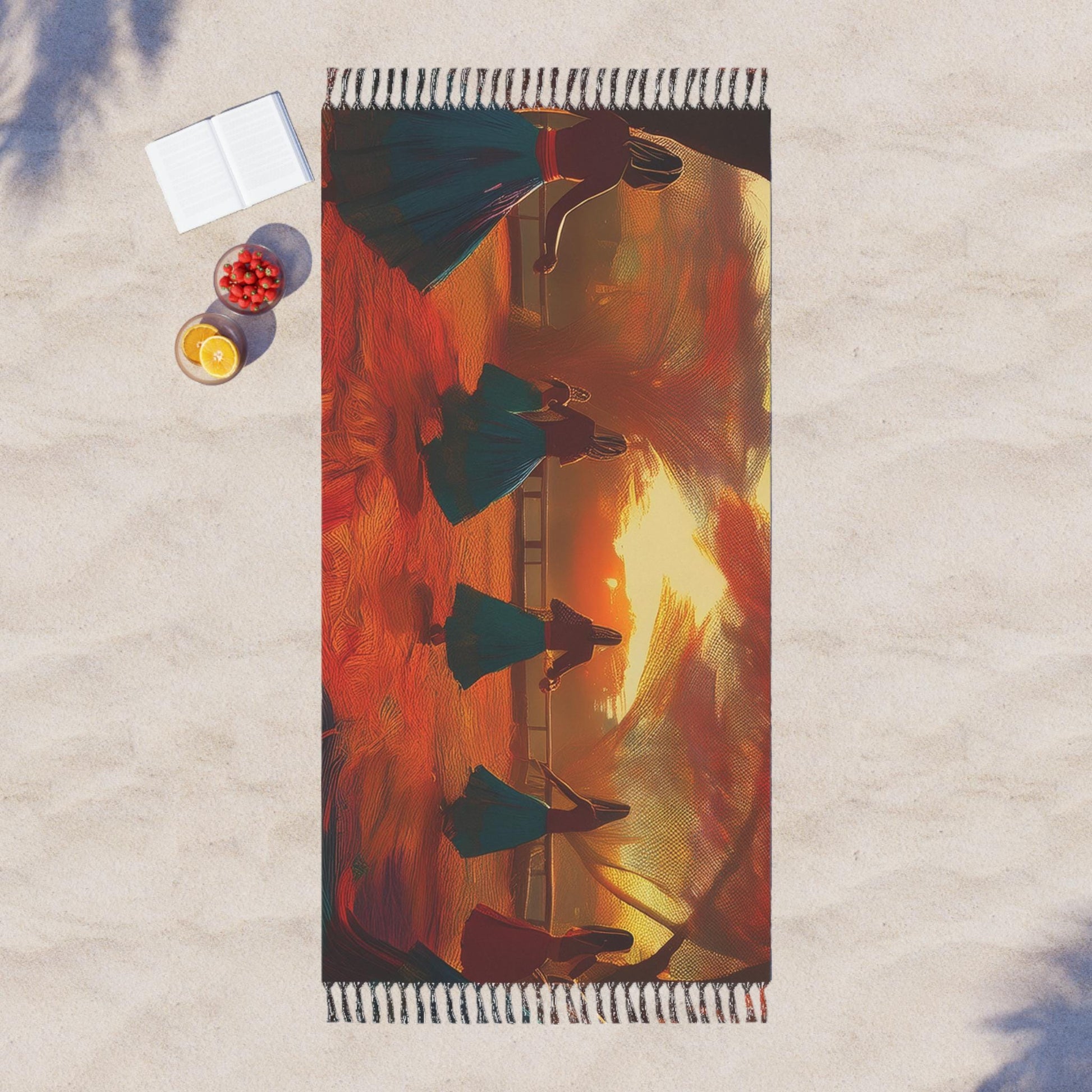 Boho Beach Towel - Vibrant Sunset Design, Perfect for Pool Days, Picnics and Gifts