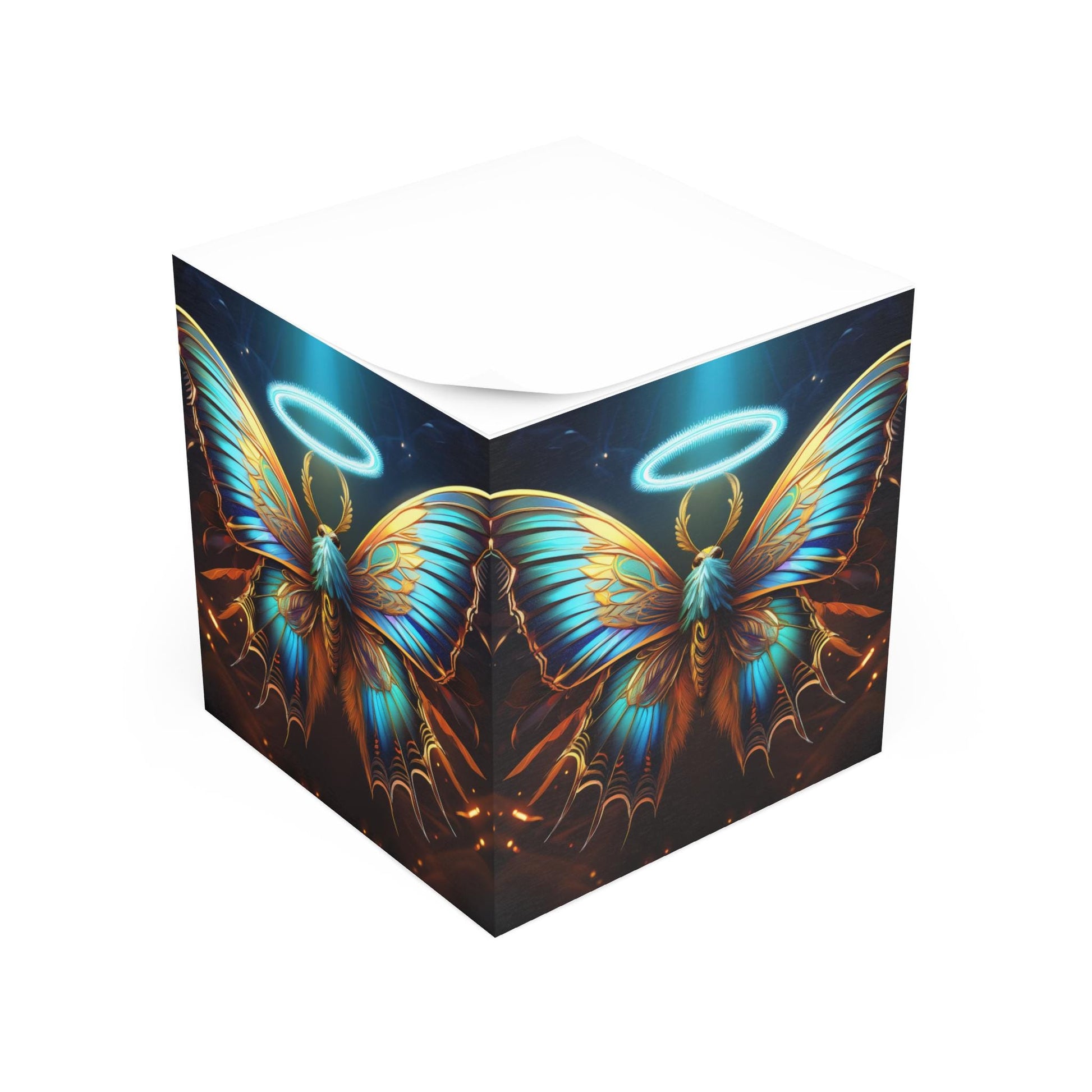 Artistic Halo Butterfly Note Cube - Aesthetic Desk Decor, Inspirational Stationery, Halo Butterfly, Perfect for Notes