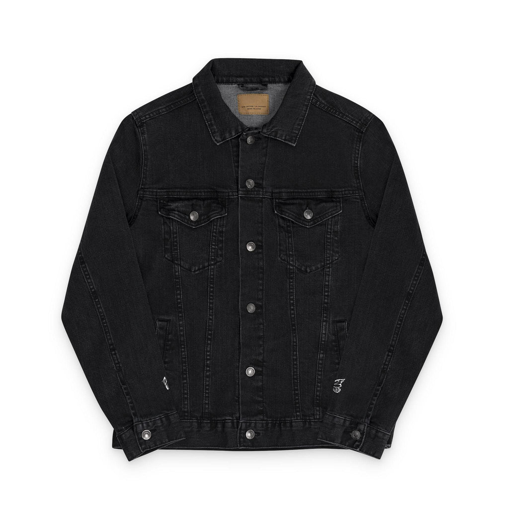 Embroidered Halo Butterfly Unisex Logo Denim Jacket, Casual Fashion, Unique Gift, Summer Outing, Streetwear, Personalized Style