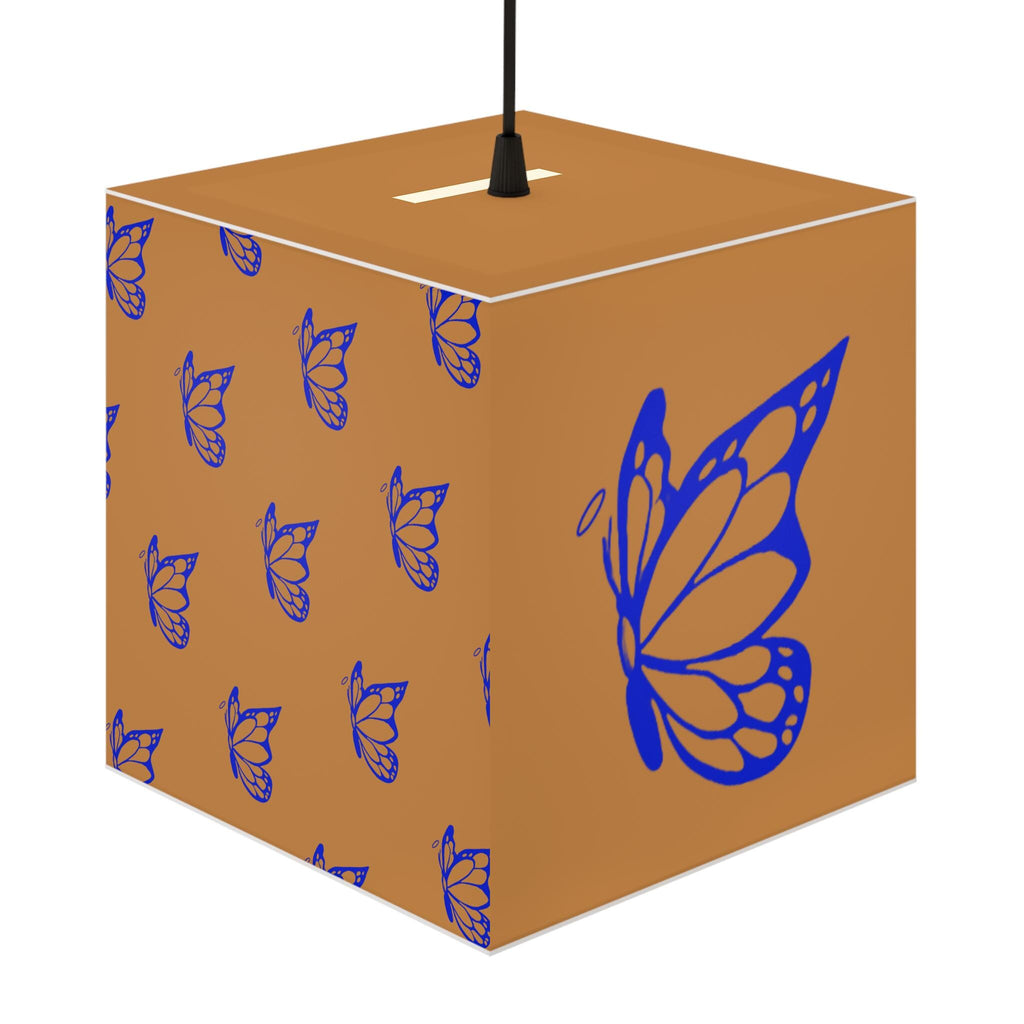 Blue Halo Butterfly Light Brown Cube Lamp, Home Decor, Night Light, Gift for Her, Modern Lighting
