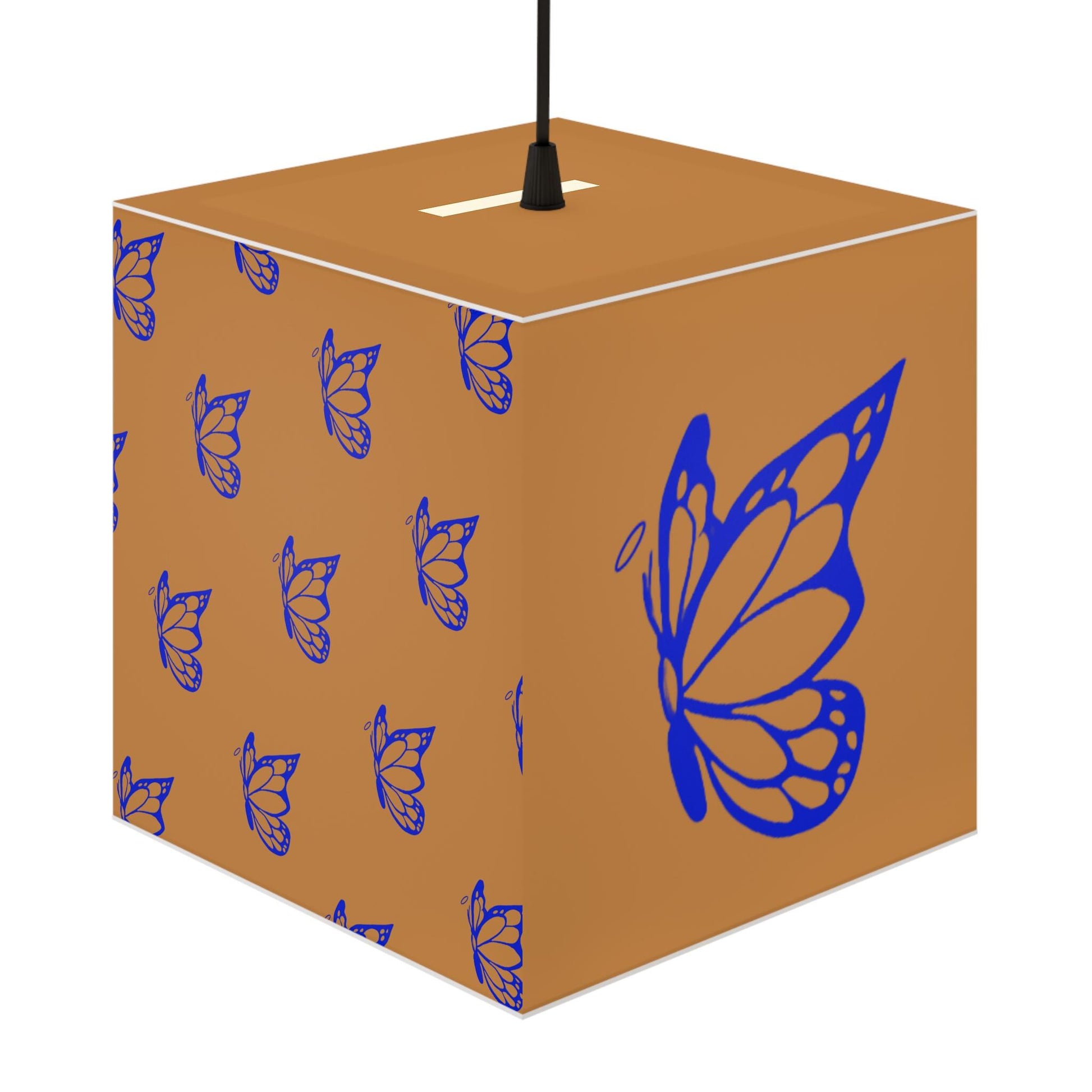 Blue Halo Butterfly Light Brown Cube Lamp, Home Decor, Night Light, Gift for Her, Modern Lighting