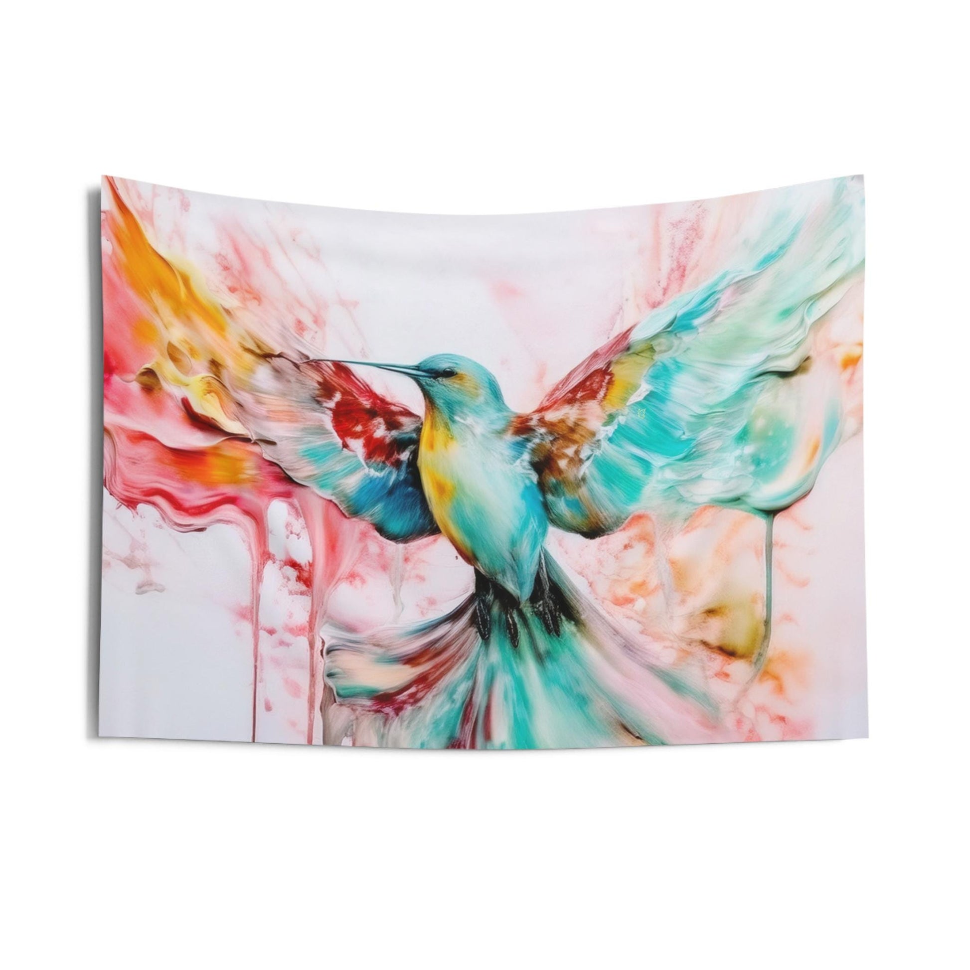 Colorful Hummingbird Wall Tapestry, Bohemian Home Decor, Vibrant Nature Art, Living Room Wall Hanging, Gift for Bird Lovers