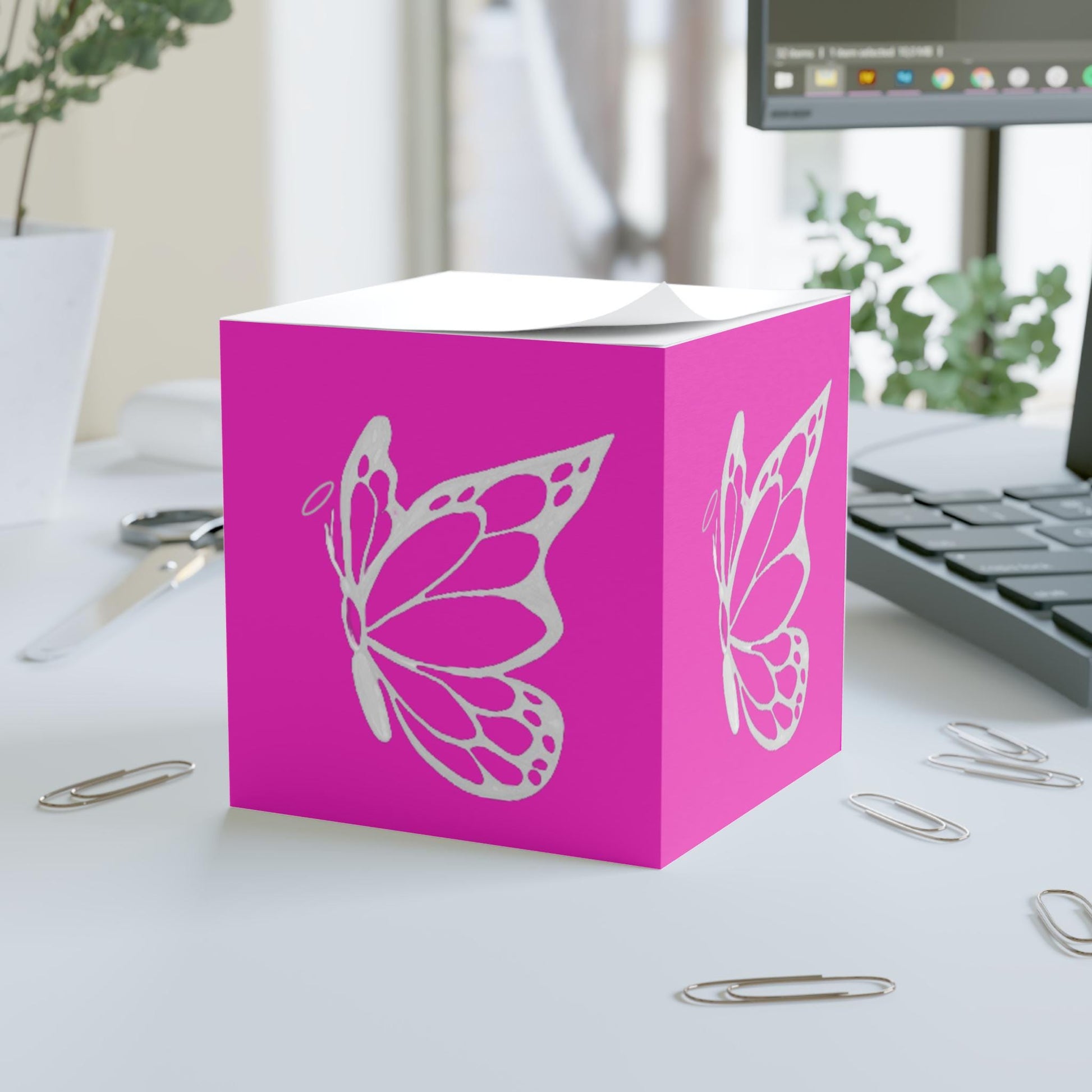 Butterfly Note Cube - Vibrant Sticky Notes for Home, Office, Gifts, Inspirational Messages, Office Decor, Halo Butterfly