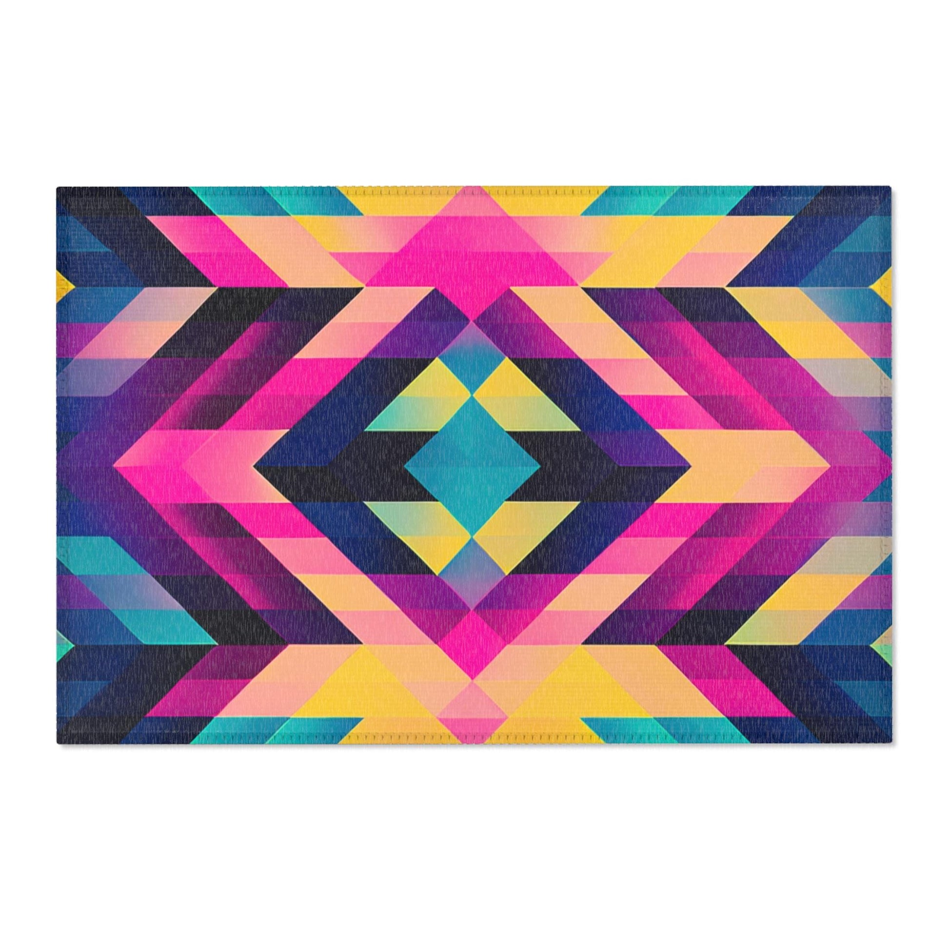 Brightly Colored Bohemian Geometric Area Rug, Modern Home Decor, Chic Floor Mat, Contemporary Room Accent, Unique Textile Art