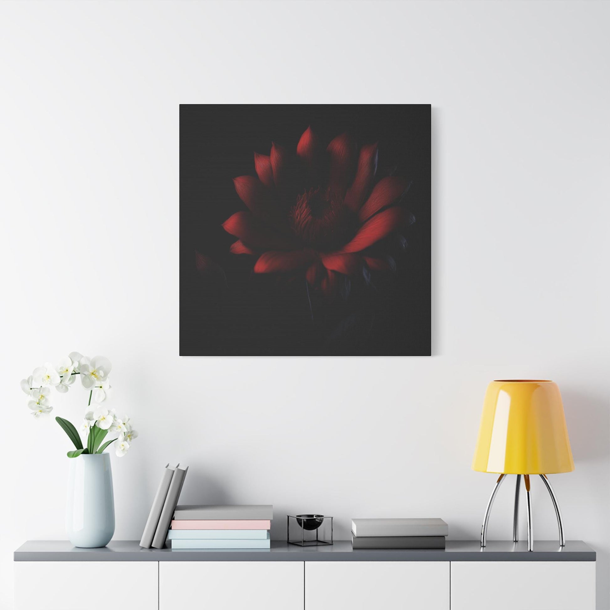 Burgundy Floral Matte Canvas Art, Wall Decor, Floral Home Decor, Stylish Gift for Her, Living Room Wall Art, Halo Butterfly