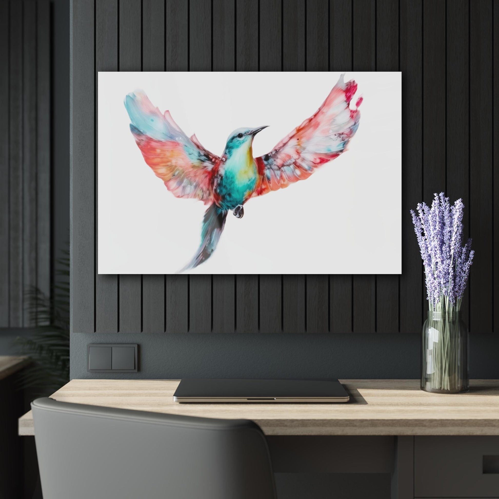 Colorful Hummingbird Acrylic Print - Vibrant Wall Art, Spread Your Wings And Fly, Gift for Bird Lovers, Nature Art, Modern Artwork