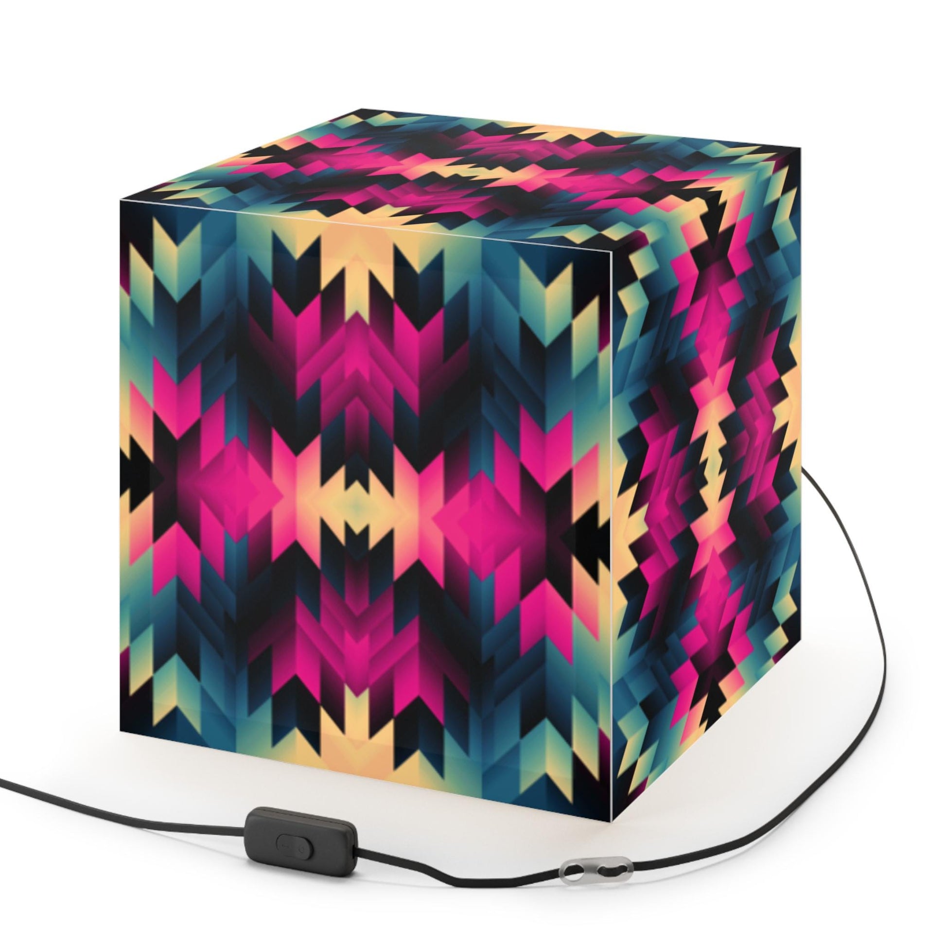 Colorful Geometric Light Cube Lamp - Boho Decor, Modern Home Lighting, Unique Gift, Bohemian Table Lamp, Room Aesthetic
