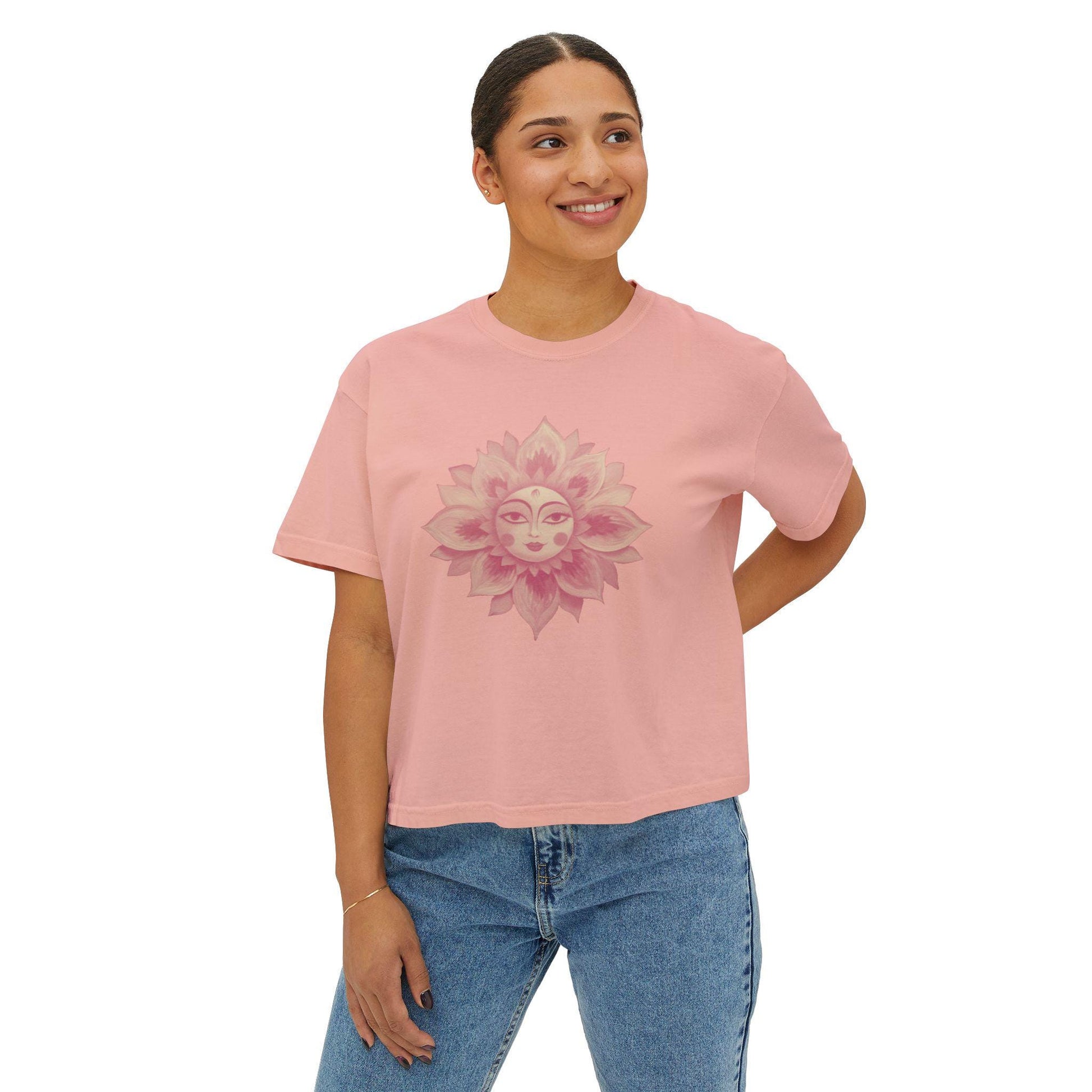 Bohemian Women's Boxy Tee, Cozy Summer Top, Spiritual Apparel, Casual Daily Wear, Festival Vibes, Art Tee
