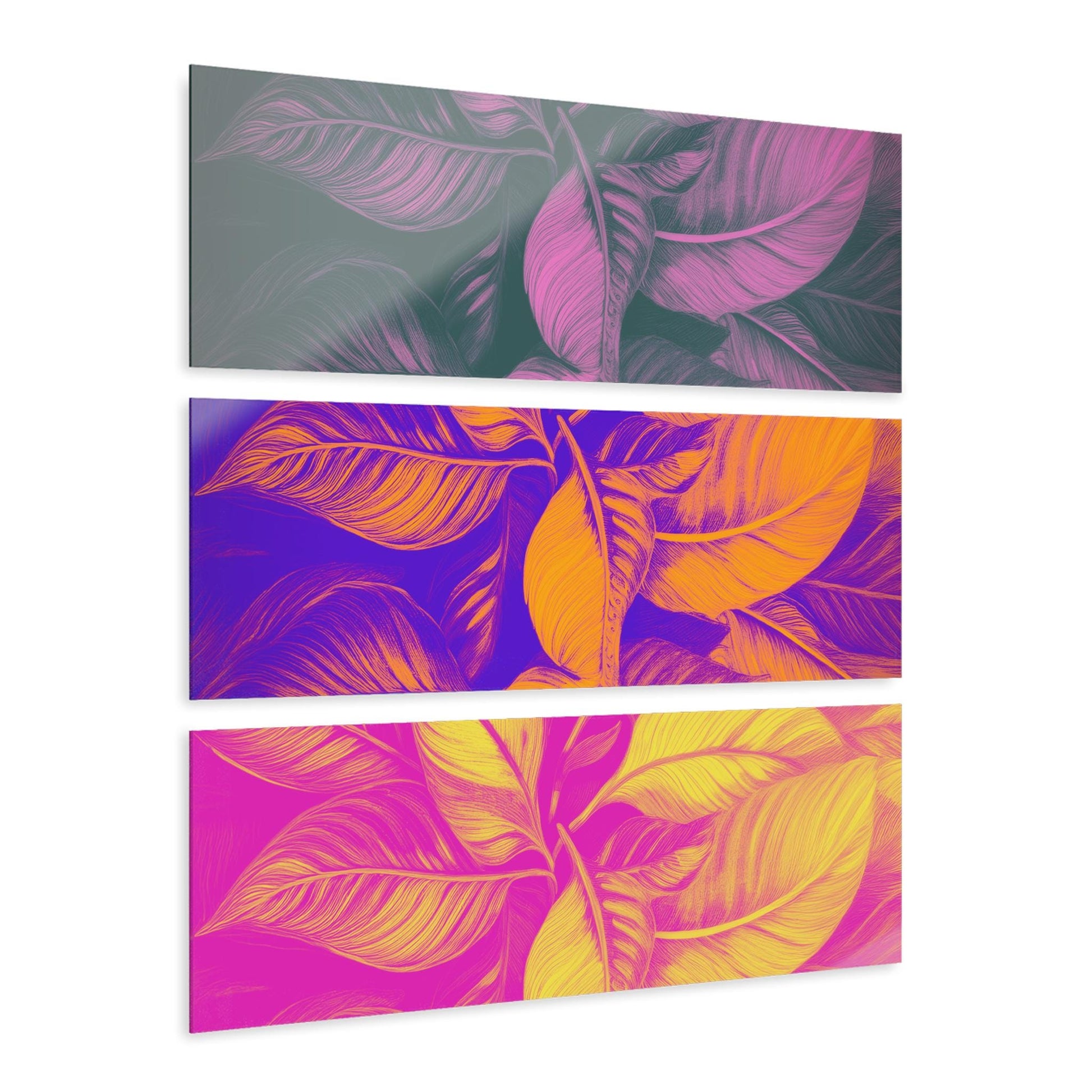 Botanical Triptych Acrylic Prints | Colorful Leaf Art for Home Decor, Nature-Inspired Wall Art, Gift for Plant Lovers, Interior Design