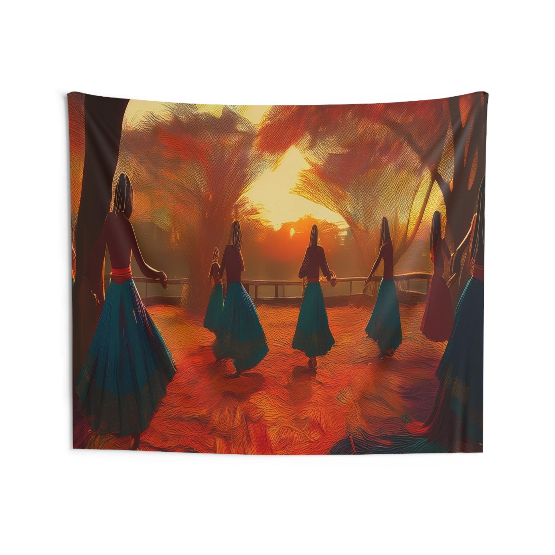 Bohemian Sunset Dancers Wall Tapestry | Vibrant Home Decor for Living Rooms, Bedrooms, Yoga Studios, Gifts