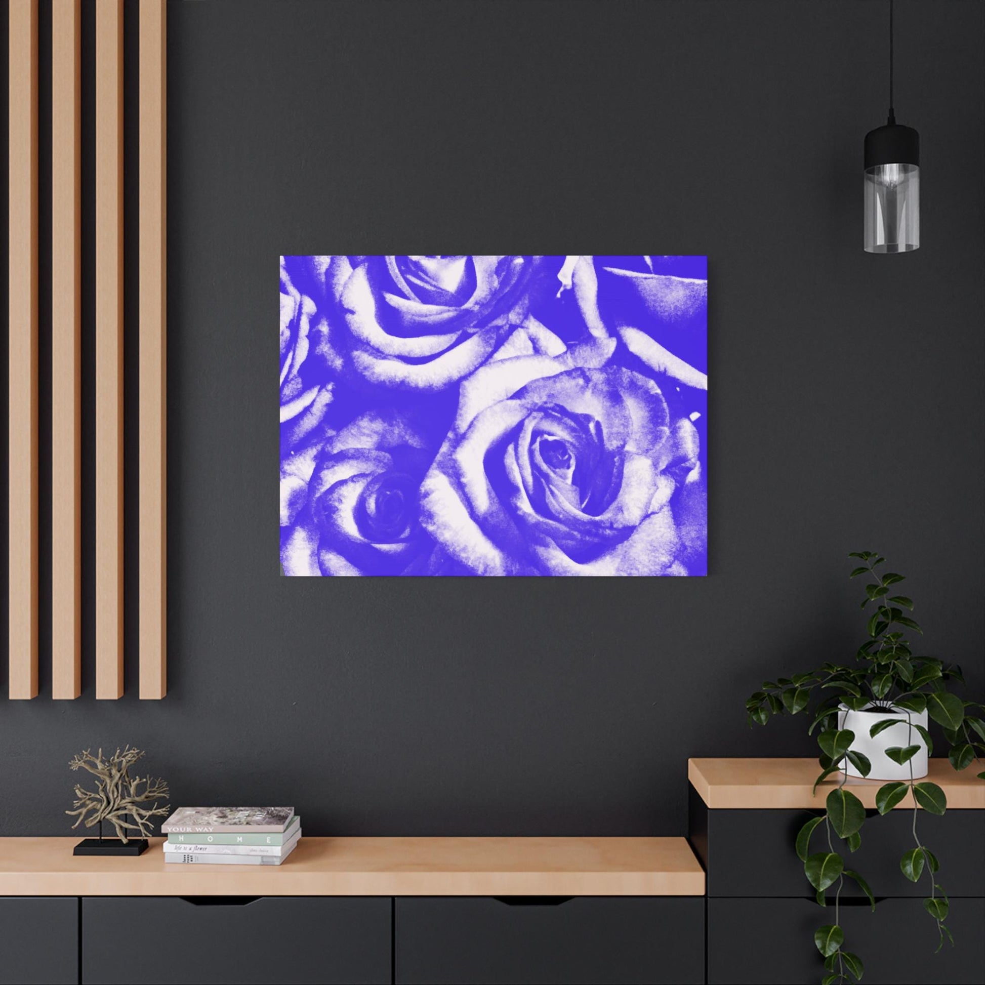 Blue Floral Canvas Art Print, Blue Rose Wall Decor, Home Decor, Gift for Her, Modern Art, Flowers for Living Room, Unique Artwork