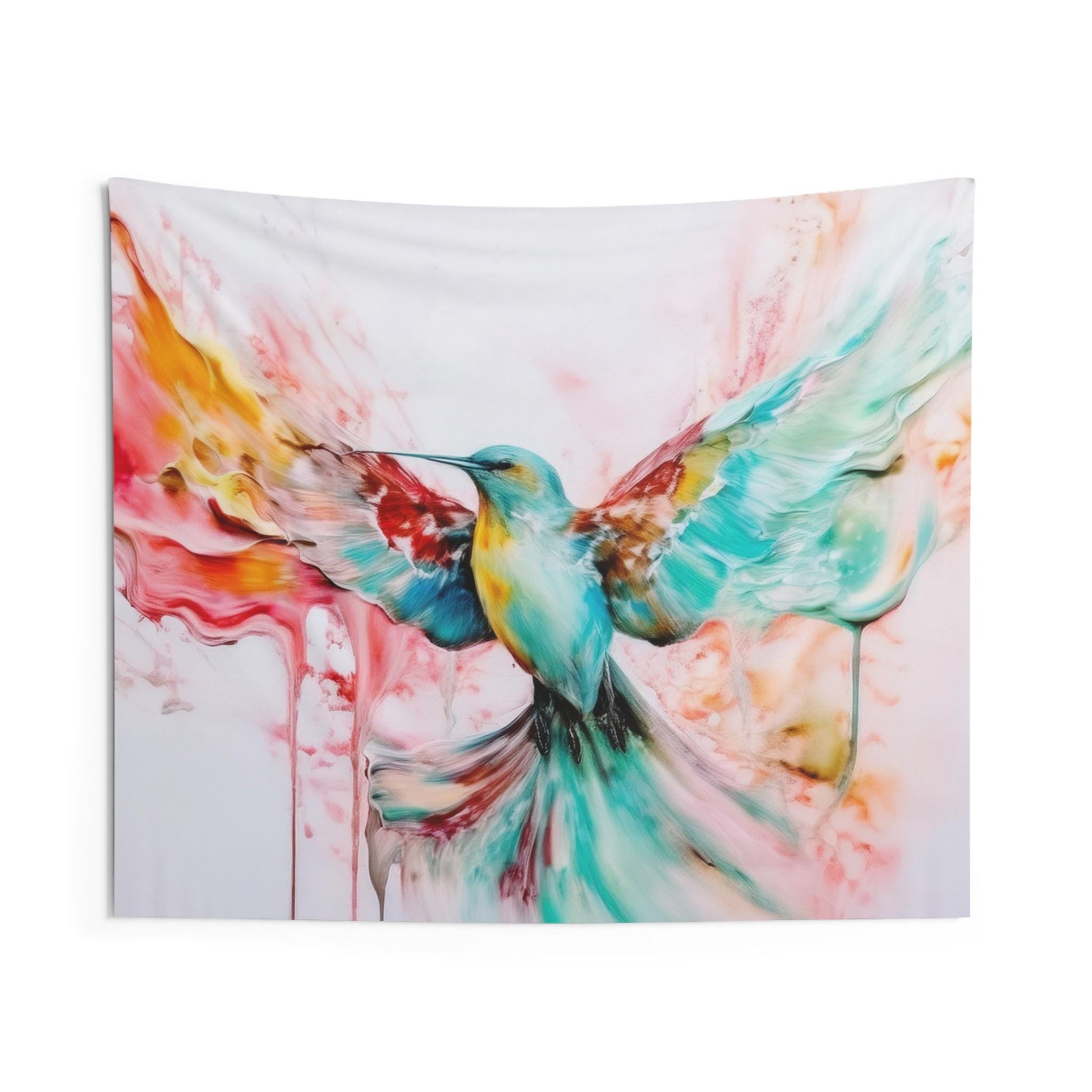 Colorful Hummingbird Wall Tapestry, Bohemian Home Decor, Vibrant Nature Art, Living Room Wall Hanging, Gift for Bird Lovers